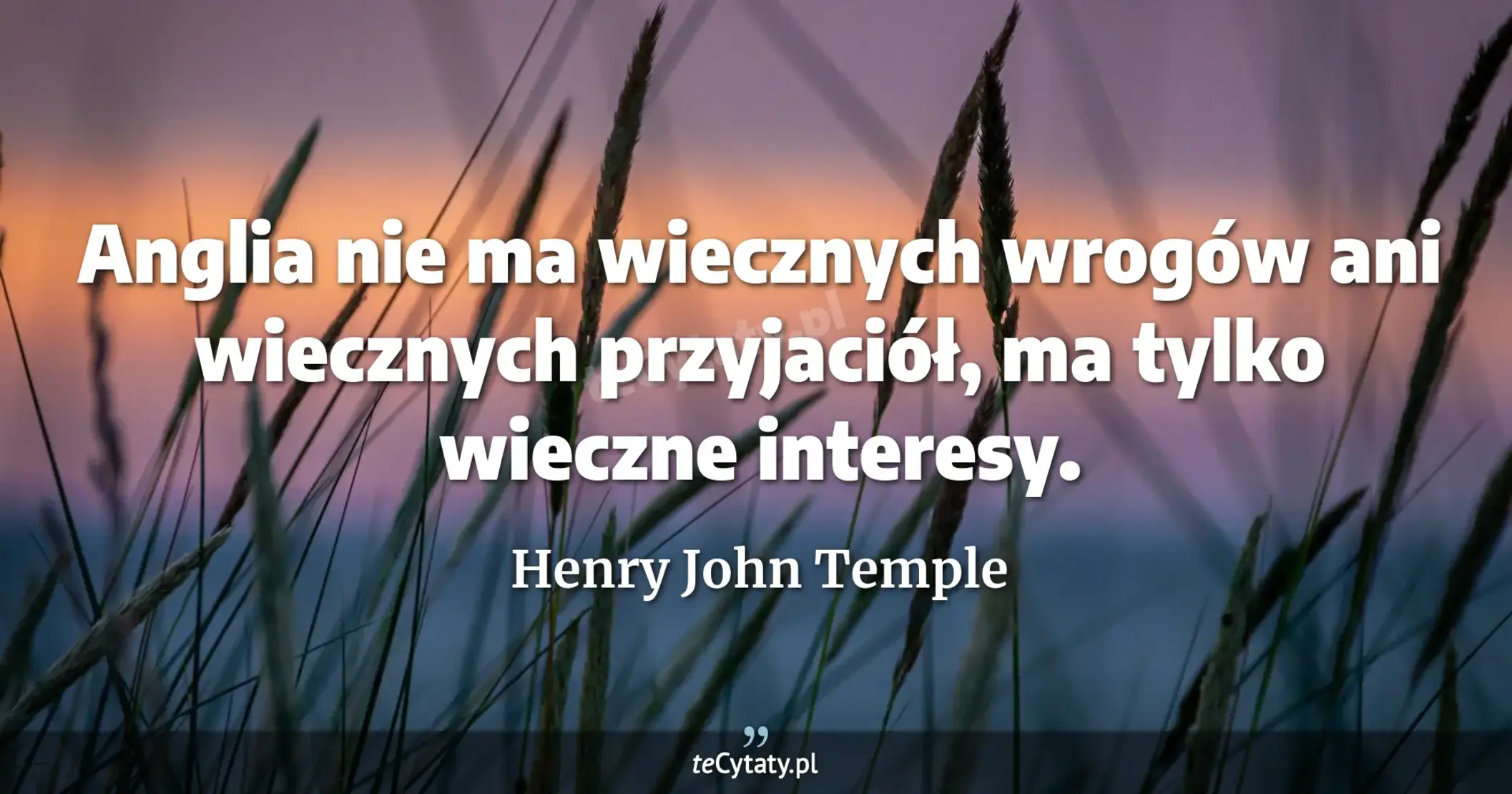 Anglia nie ma wiecznych wrogów ani wiecznych przyjaciół, ma tylko wieczne interesy. - Henry John Temple