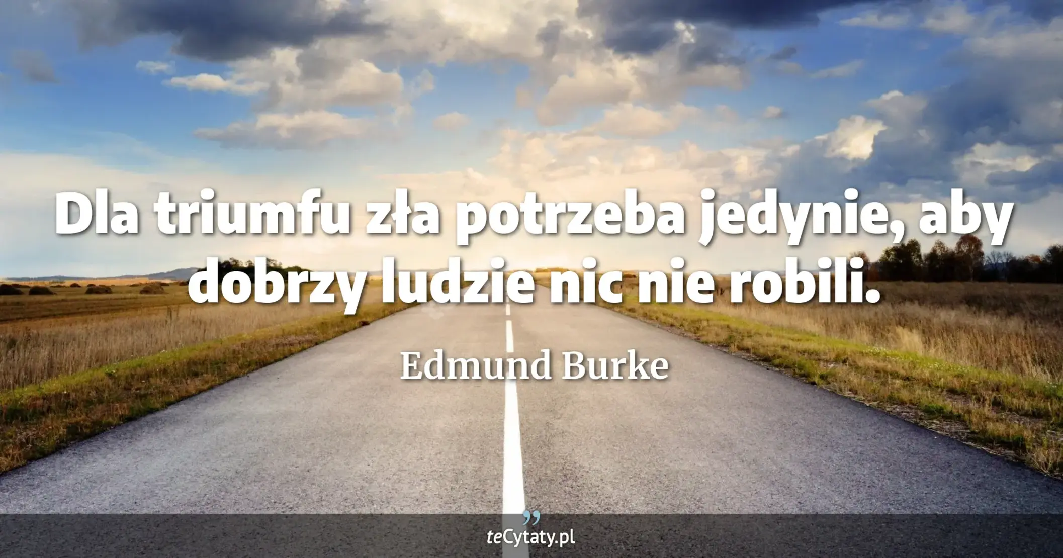 Dla triumfu zła potrzeba jedynie, aby dobrzy ludzie nic nie robili. - Edmund Burke