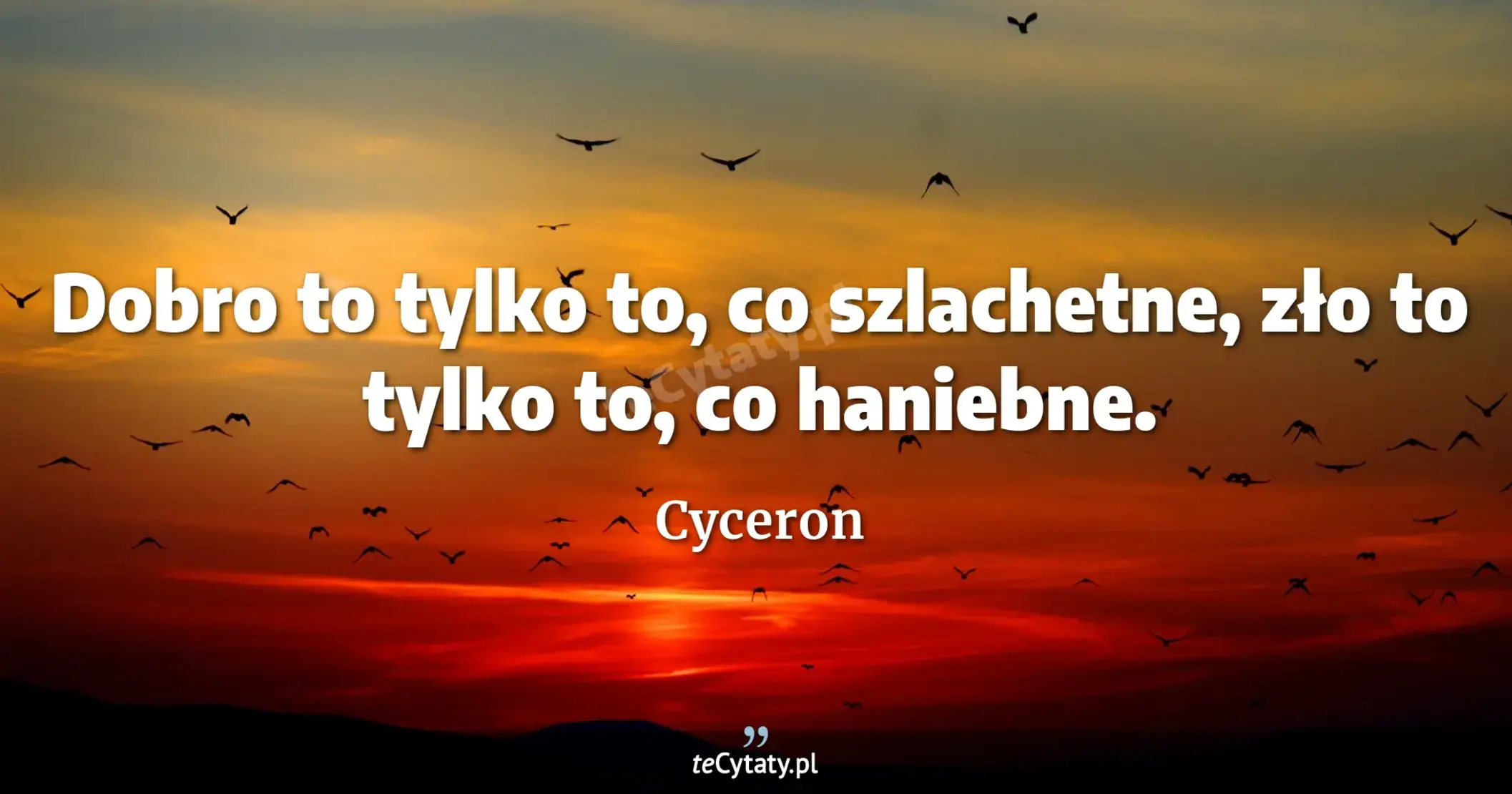 Dobro to tylko to, co szlachetne, zło to tylko to, co haniebne. - Cyceron