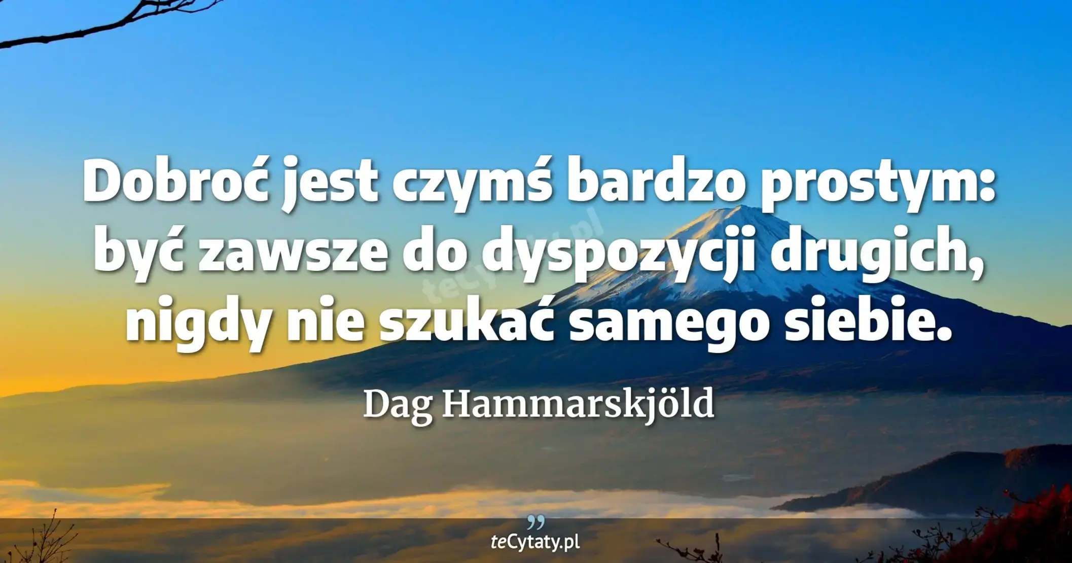 Dobroć jest czymś bardzo prostym: być zawsze do dyspozycji drugich, nigdy nie szukać samego siebie. - Dag Hammarskjöld