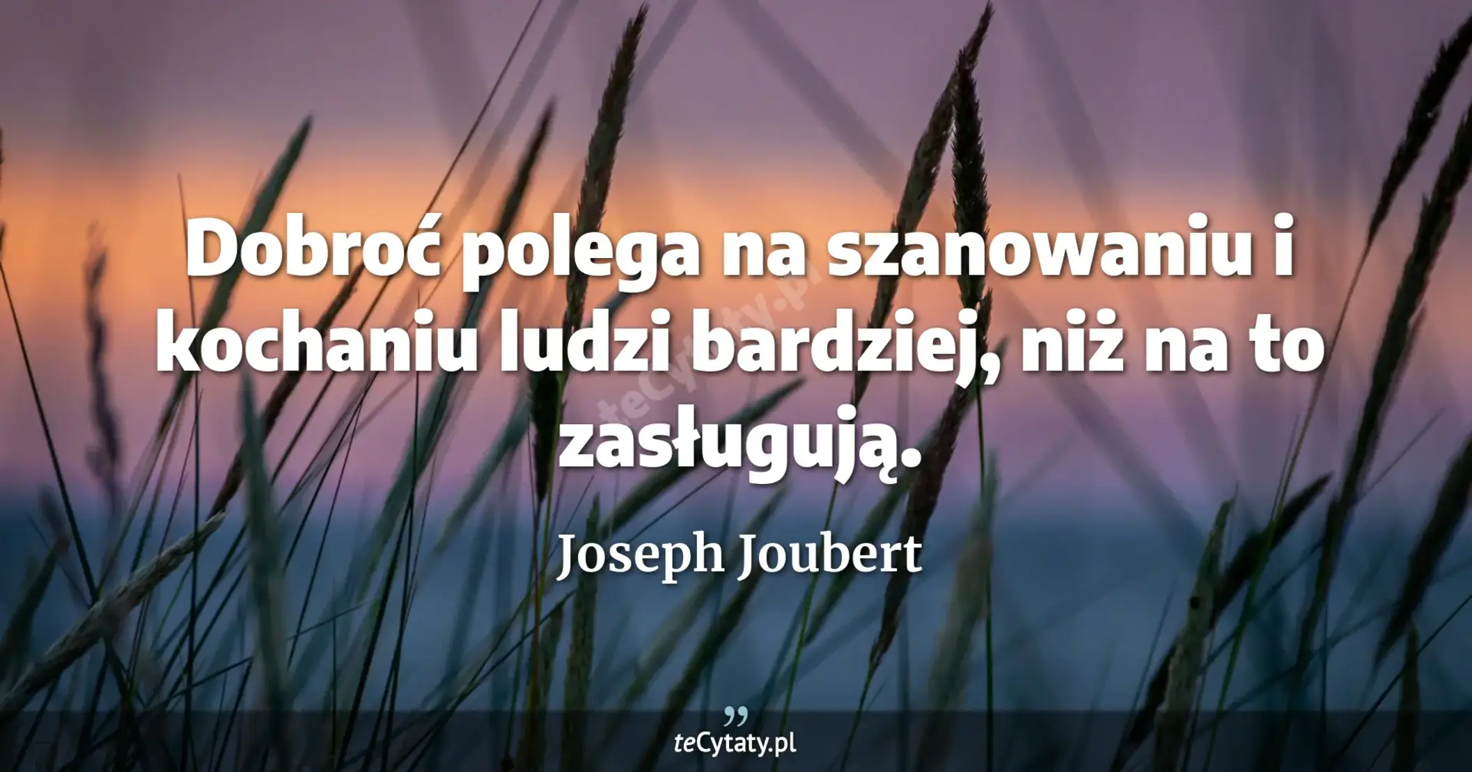 Dobroć polega na szanowaniu i kochaniu ludzi bardziej, niż na to zasługują. - Joseph Joubert