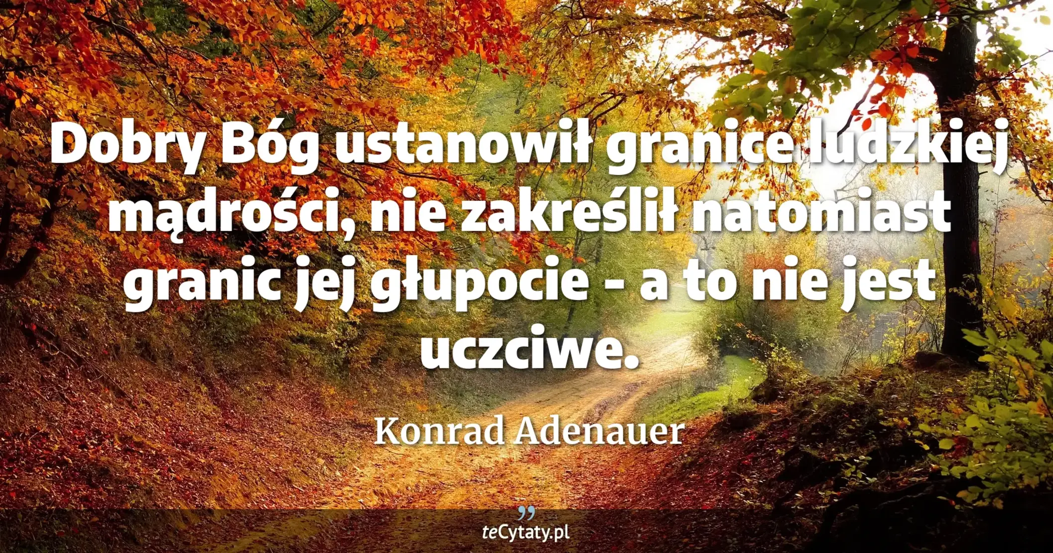Dobry Bóg ustanowił granice ludzkiej mądrości, nie zakreślił natomiast granic jej głupocie - a to nie jest uczciwe. - Konrad Adenauer