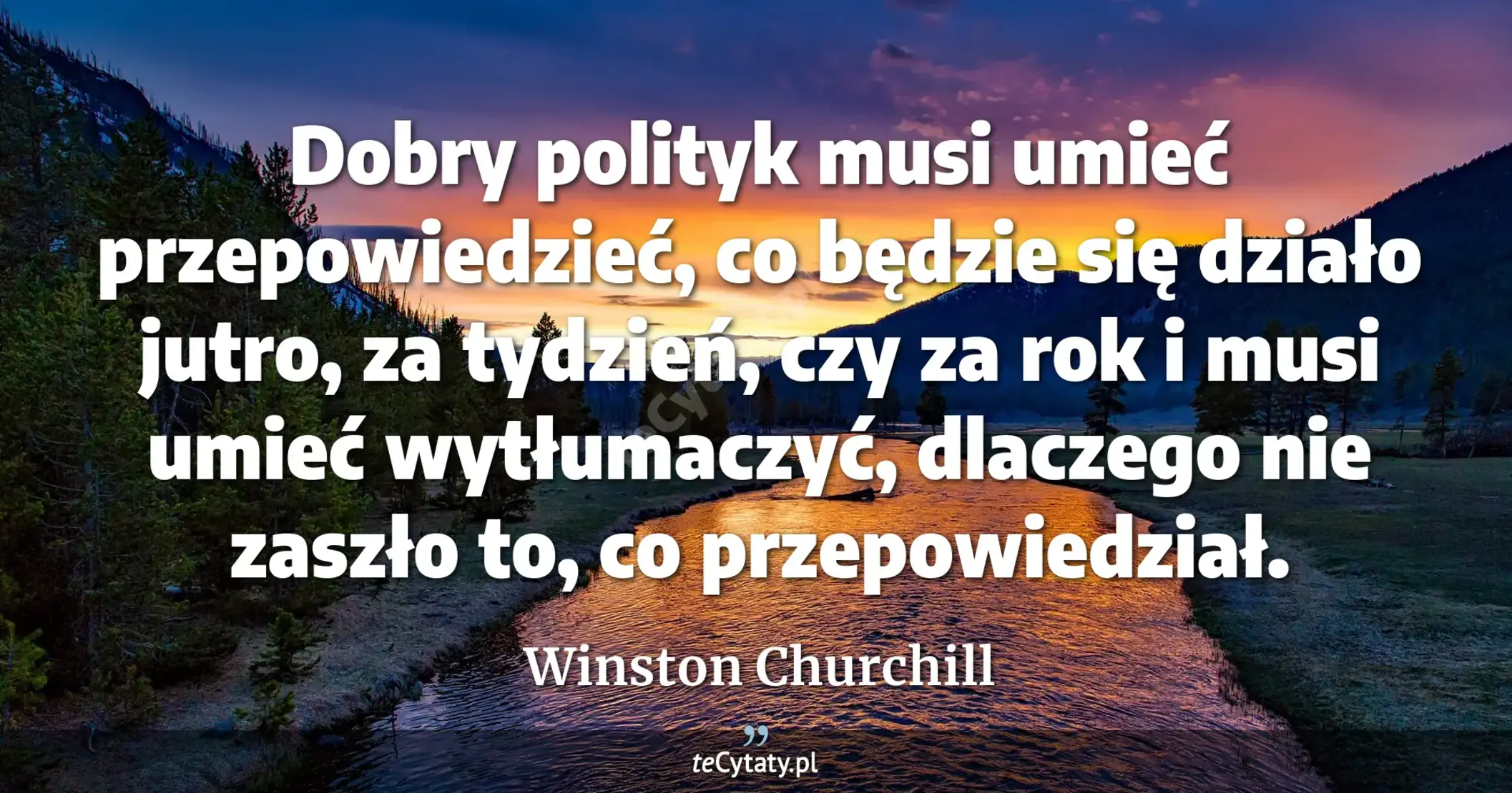 Dobry polityk musi umieć przepowiedzieć, co będzie się działo jutro, za tydzień, czy za rok i musi umieć wytłumaczyć, dlaczego nie zaszło to, co przepowiedział. - Winston Churchill