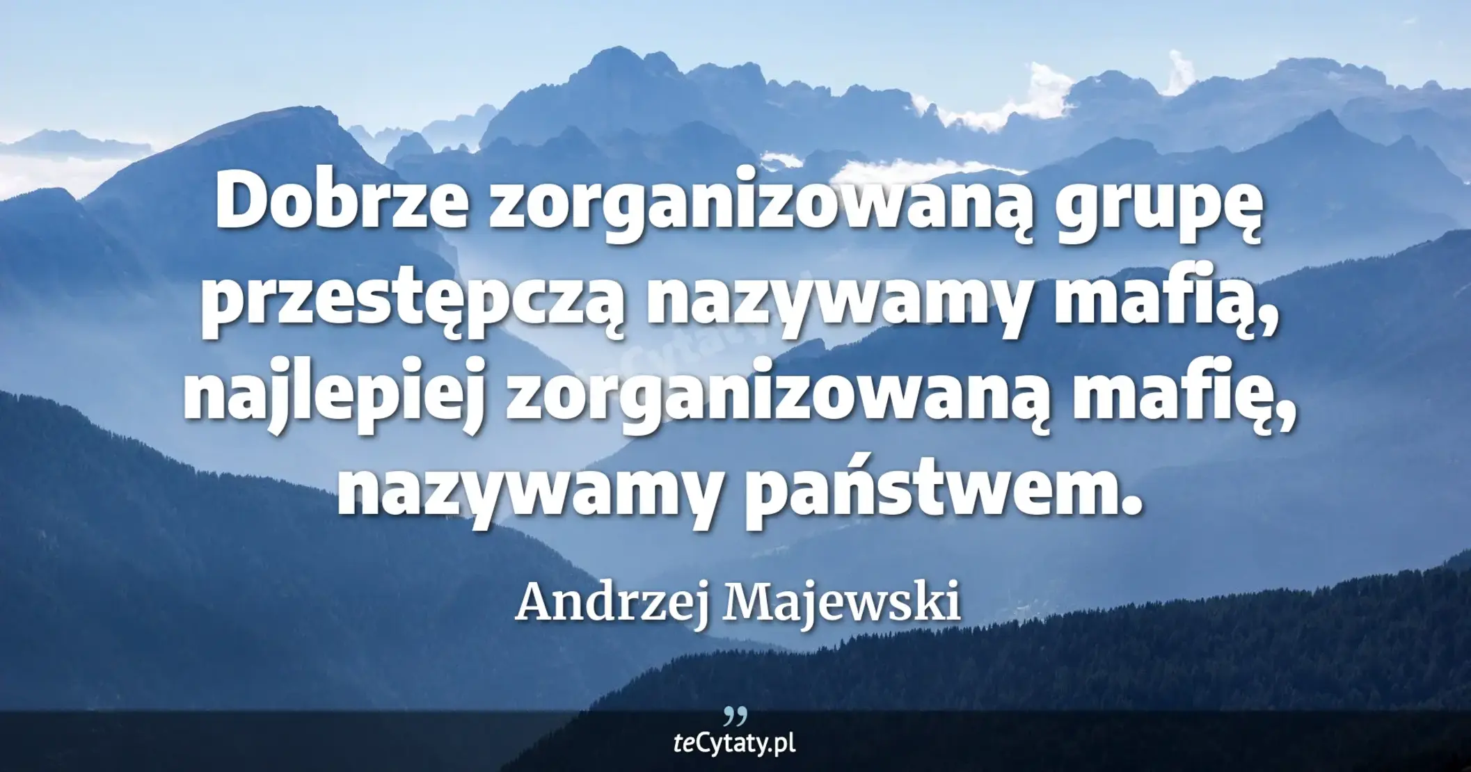Dobrze zorganizowaną grupę przestępczą nazywamy mafią, najlepiej zorganizowaną mafię, nazywamy państwem. - Andrzej Majewski