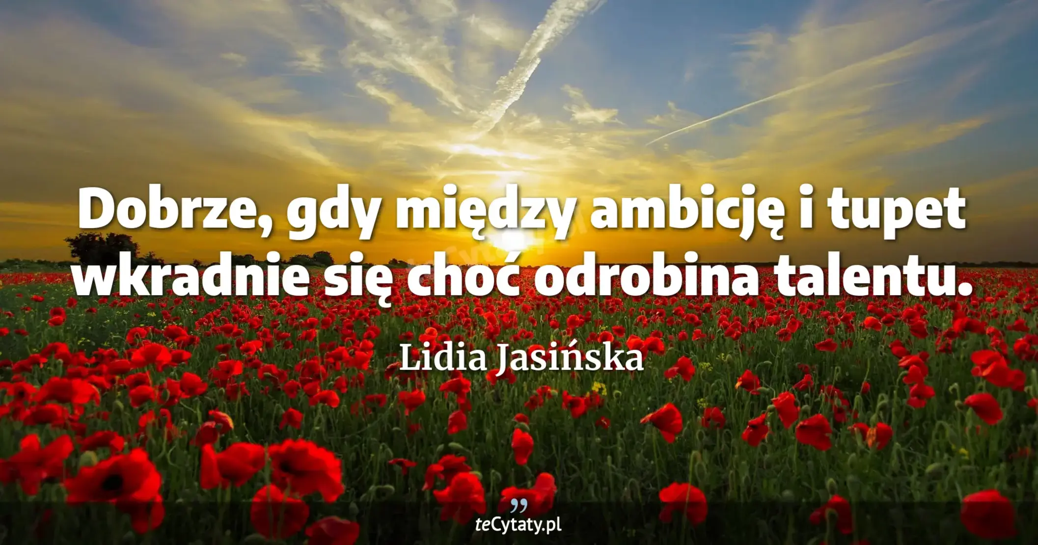 Dobrze, gdy między ambicję i tupet wkradnie się choć odrobina talentu. - Lidia Jasińska
