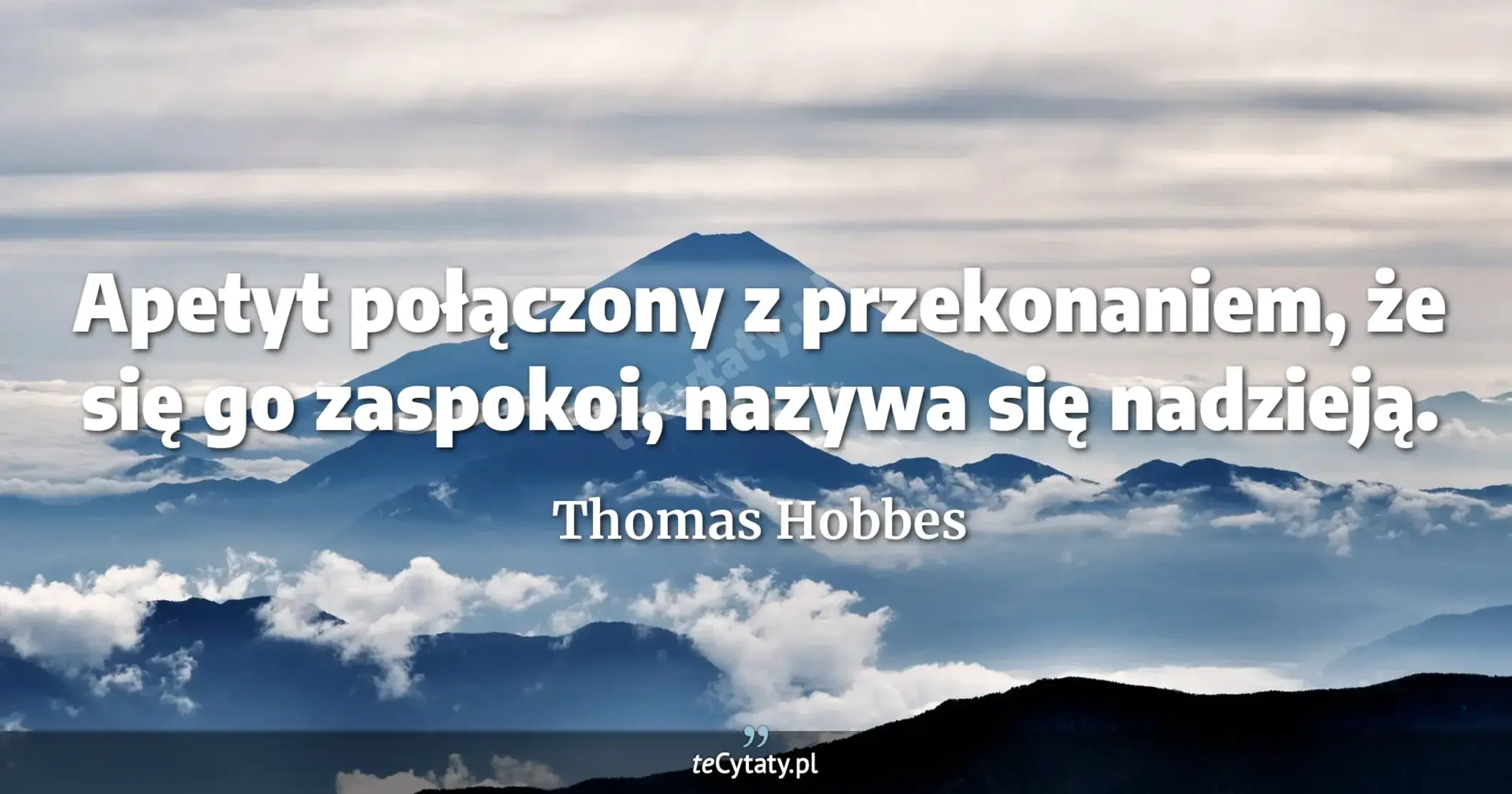 Apetyt połączony z przekonaniem, że się go zaspokoi, nazywa się nadzieją. - Thomas Hobbes