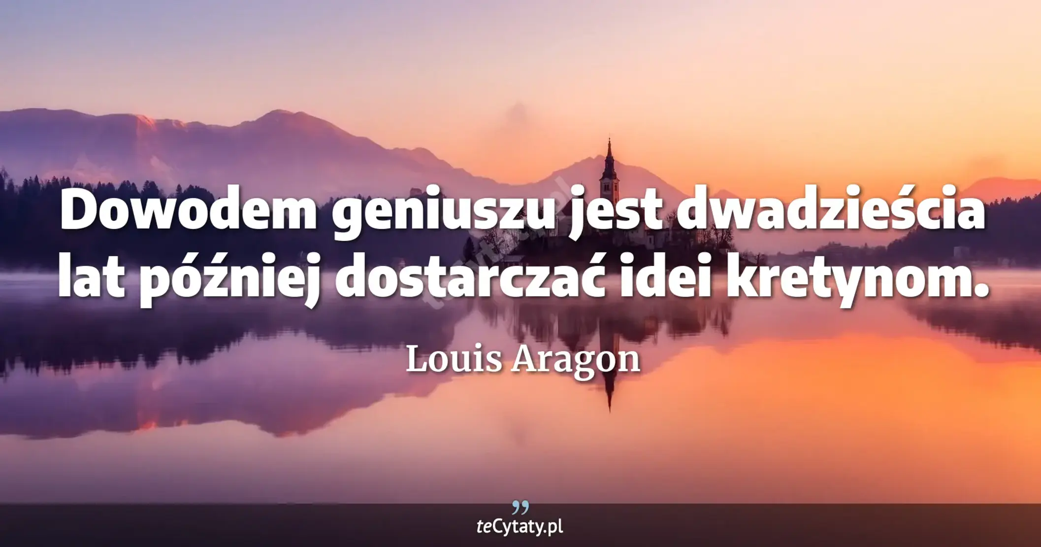 Dowodem geniuszu jest dwadzieścia lat później dostarczać idei kretynom. - Louis Aragon