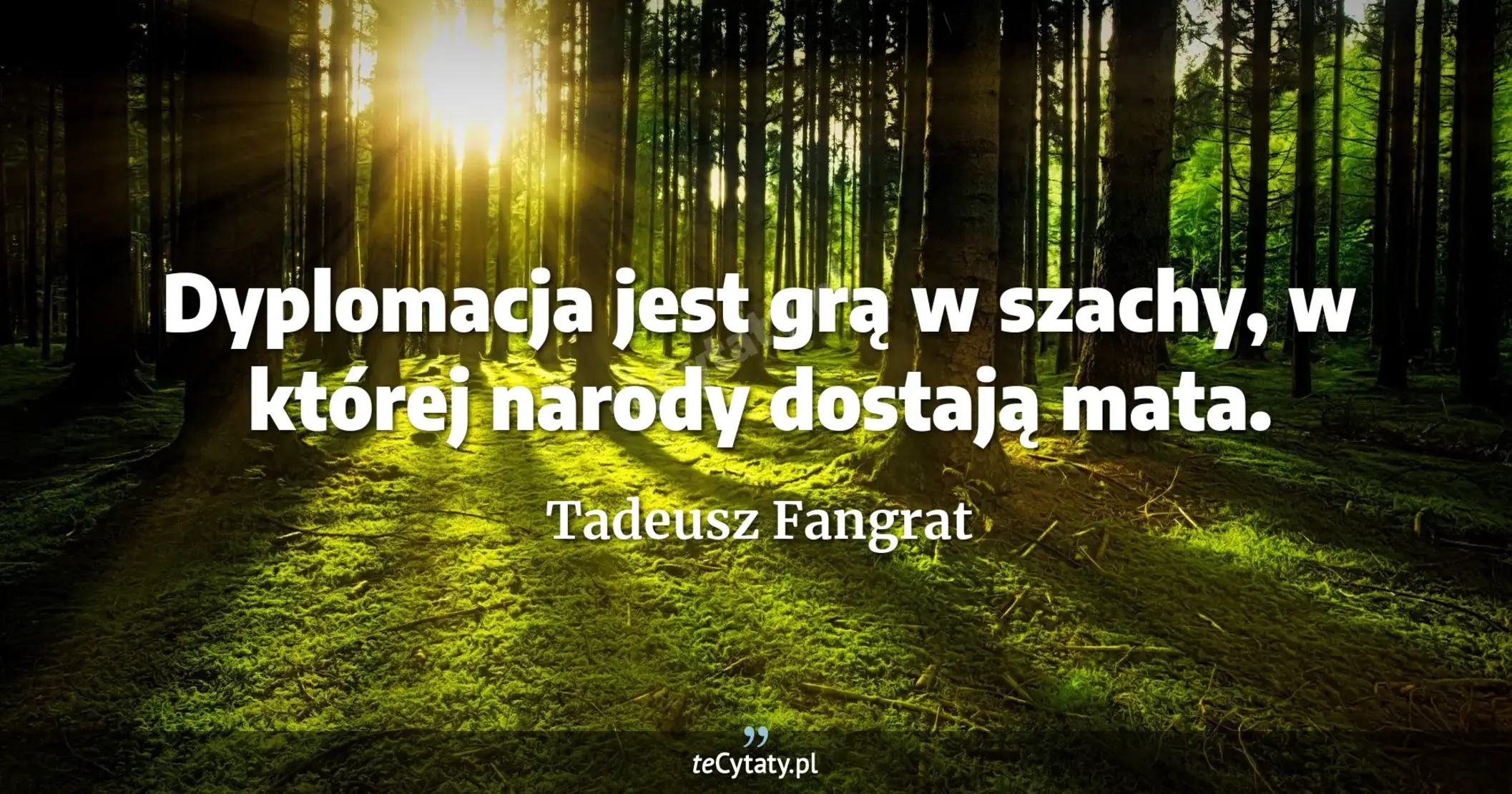 Dyplomacja jest grą w szachy, w której narody dostają mata. - Tadeusz Fangrat