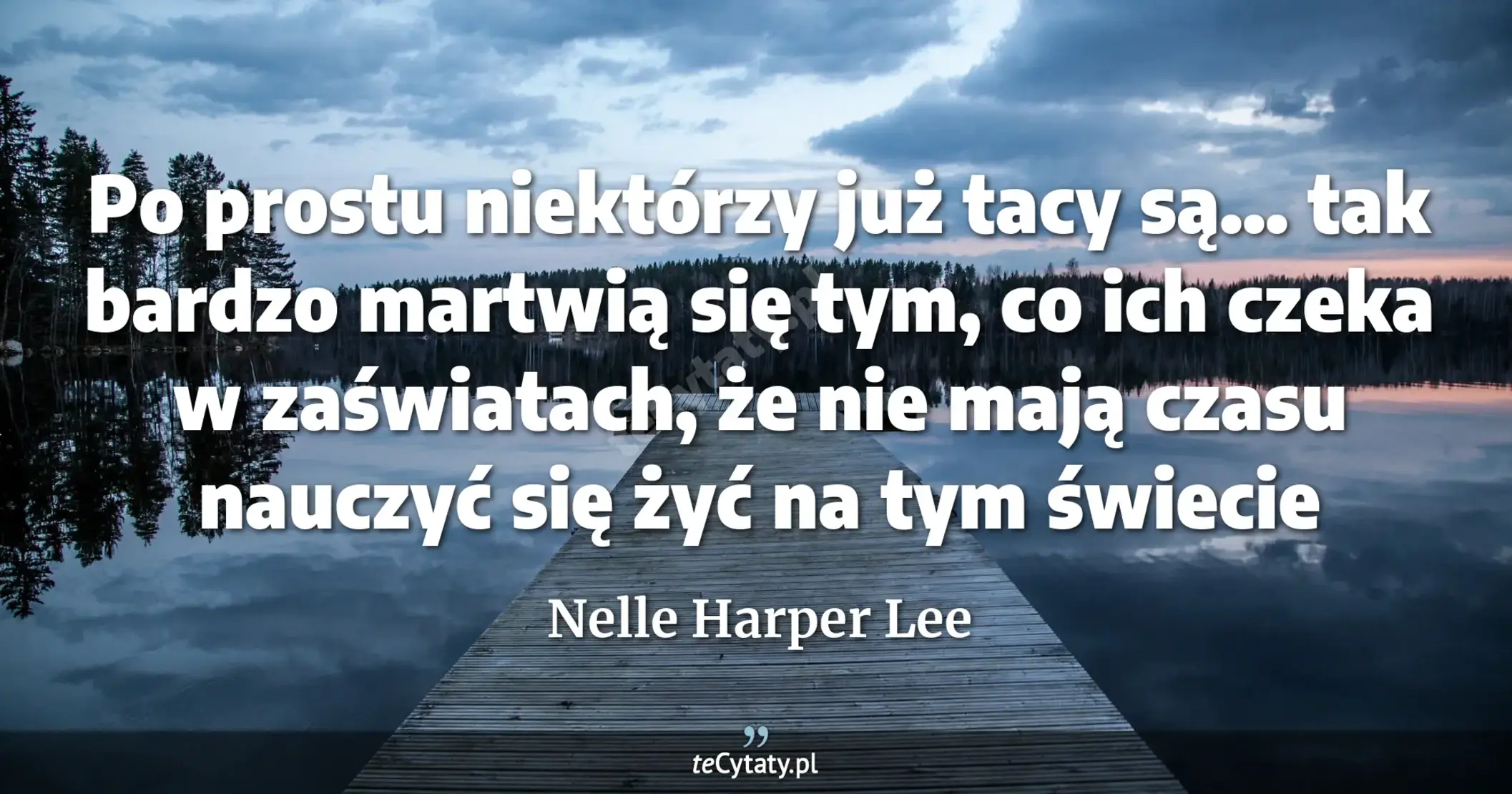 Cytat Nelle Harper Lee: "Po prostu niektórzy już tacy są... tak bardzo martwią się tym, co ich czeka w zaświatach, że nie maj..."