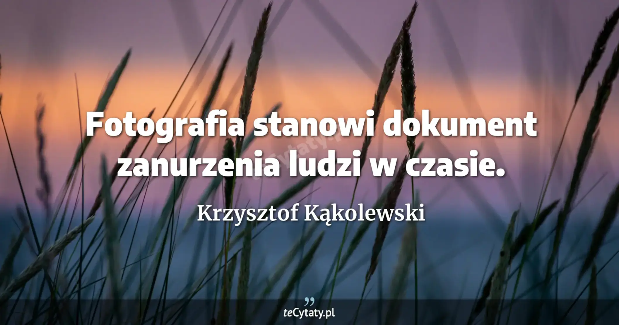 Fotografia stanowi dokument zanurzenia ludzi w czasie. - Krzysztof Kąkolewski