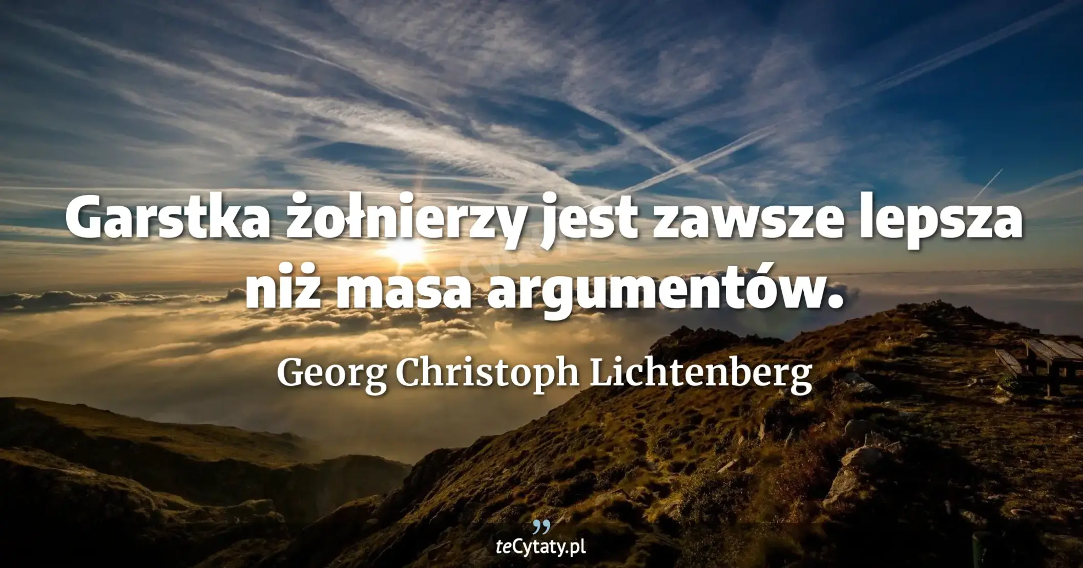 Garstka żołnierzy jest zawsze lepsza niż masa argumentów. - Georg Christoph Lichtenberg