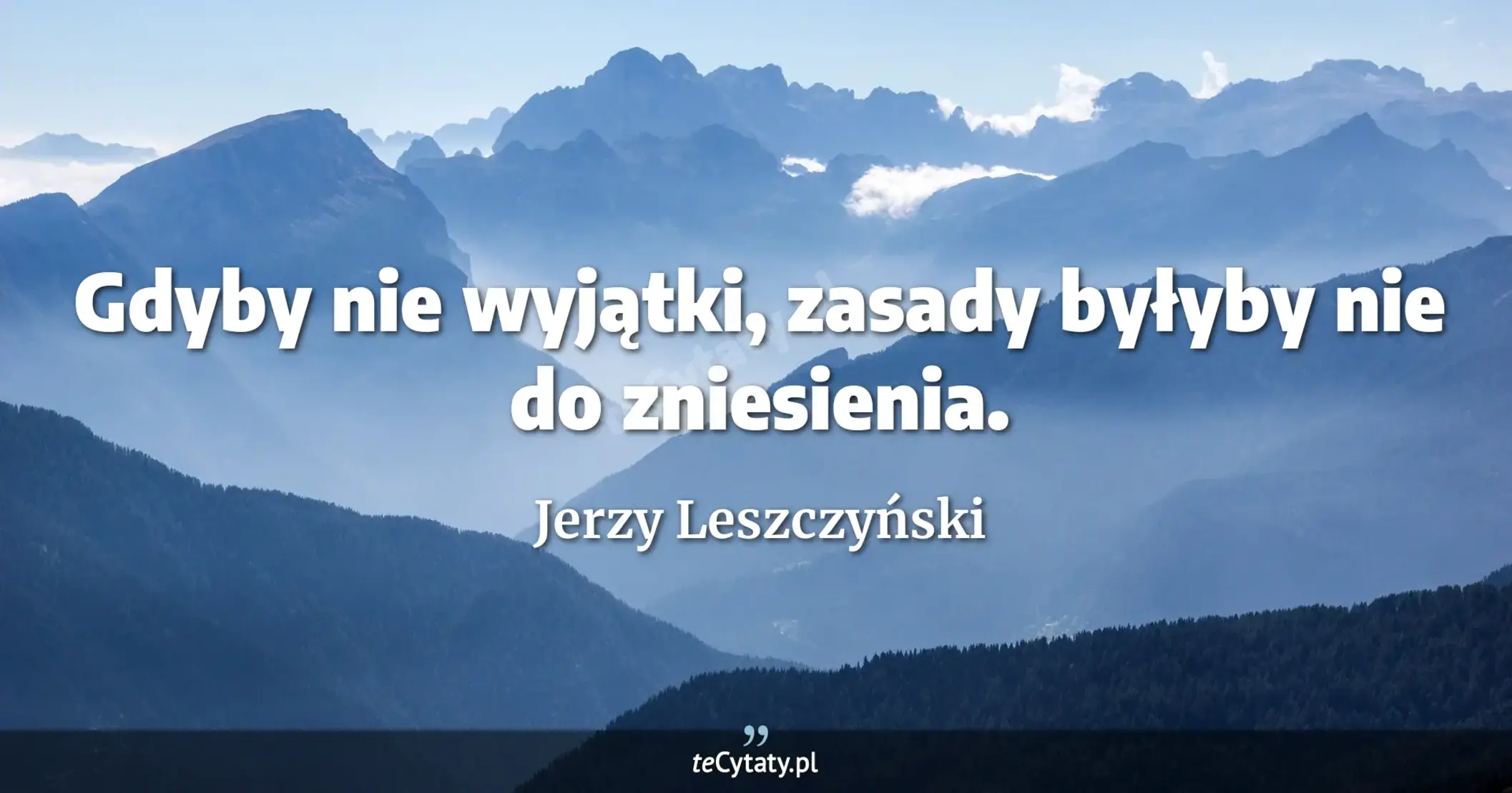 Gdyby nie wyjątki, zasady byłyby nie do zniesienia. - Jerzy Leszczyński