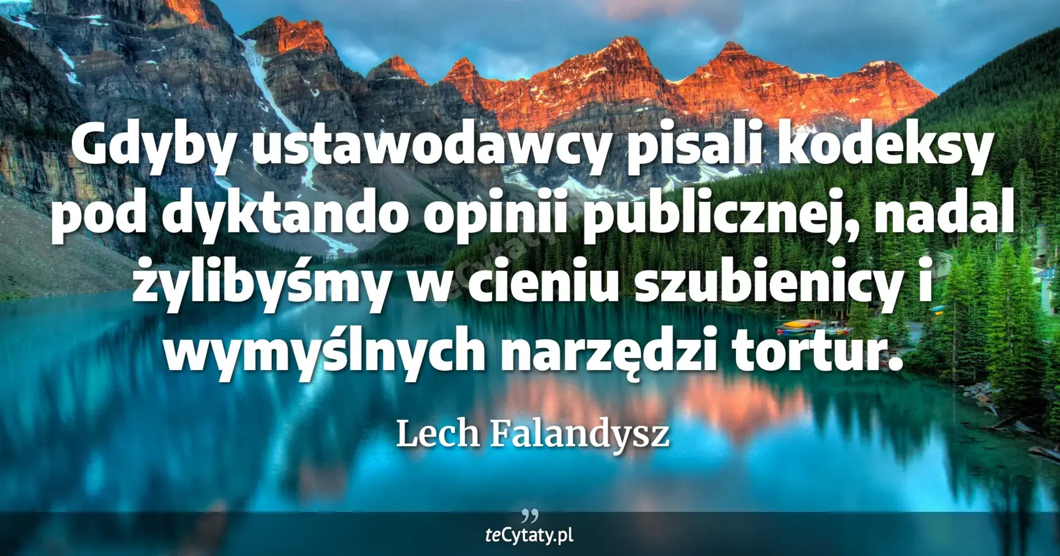 Gdyby ustawodawcy pisali kodeksy pod dyktando opinii publicznej, nadal żylibyśmy w cieniu szubienicy i wymyślnych narzędzi tortur. - Lech Falandysz