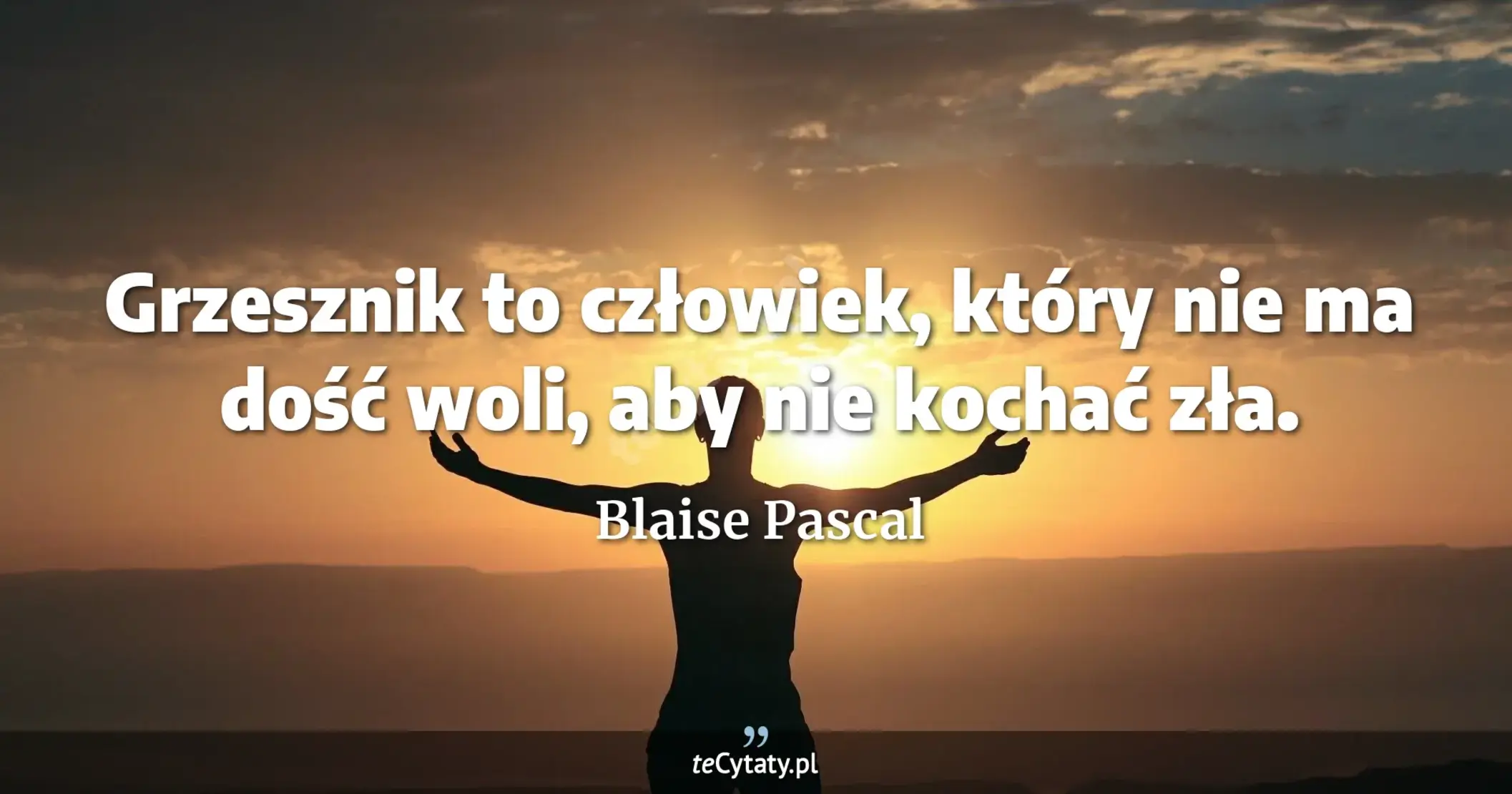 Grzesznik to człowiek, który nie ma dość woli, aby nie kochać zła. - Blaise Pascal