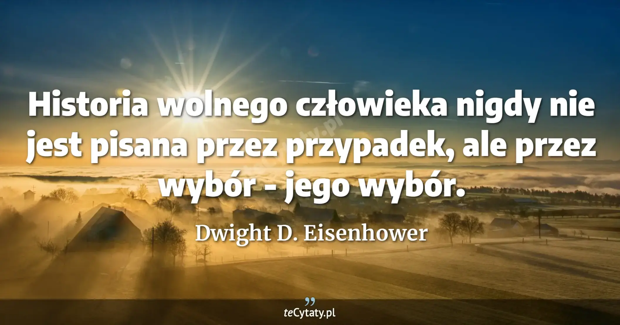 Historia wolnego człowieka nigdy nie jest pisana przez przypadek, ale przez wybór - jego wybór. - Dwight D. Eisenhower