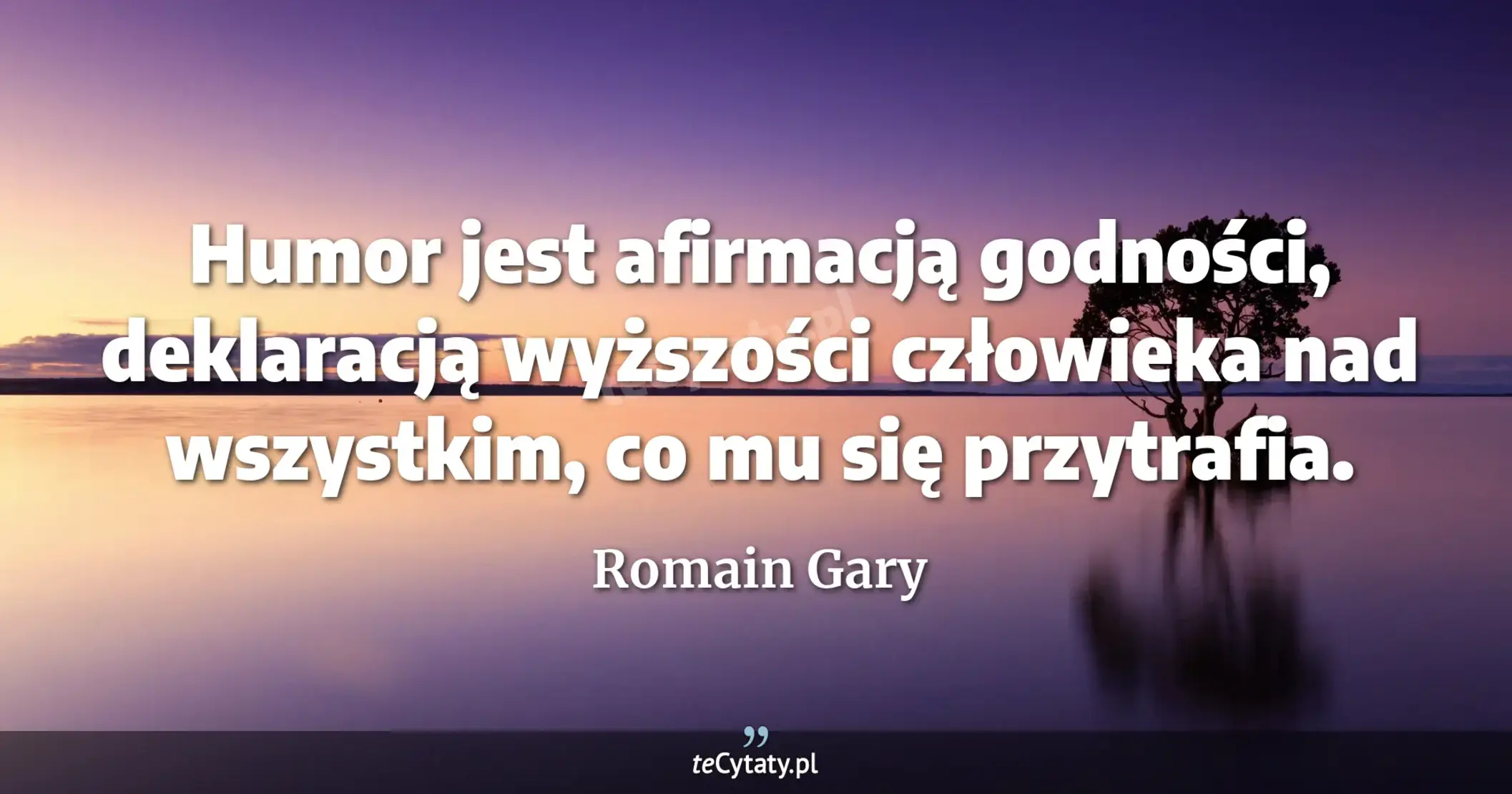 Humor jest afirmacją godności, deklaracją wyższości człowieka nad wszystkim, co mu się przytrafia. - Romain Gary