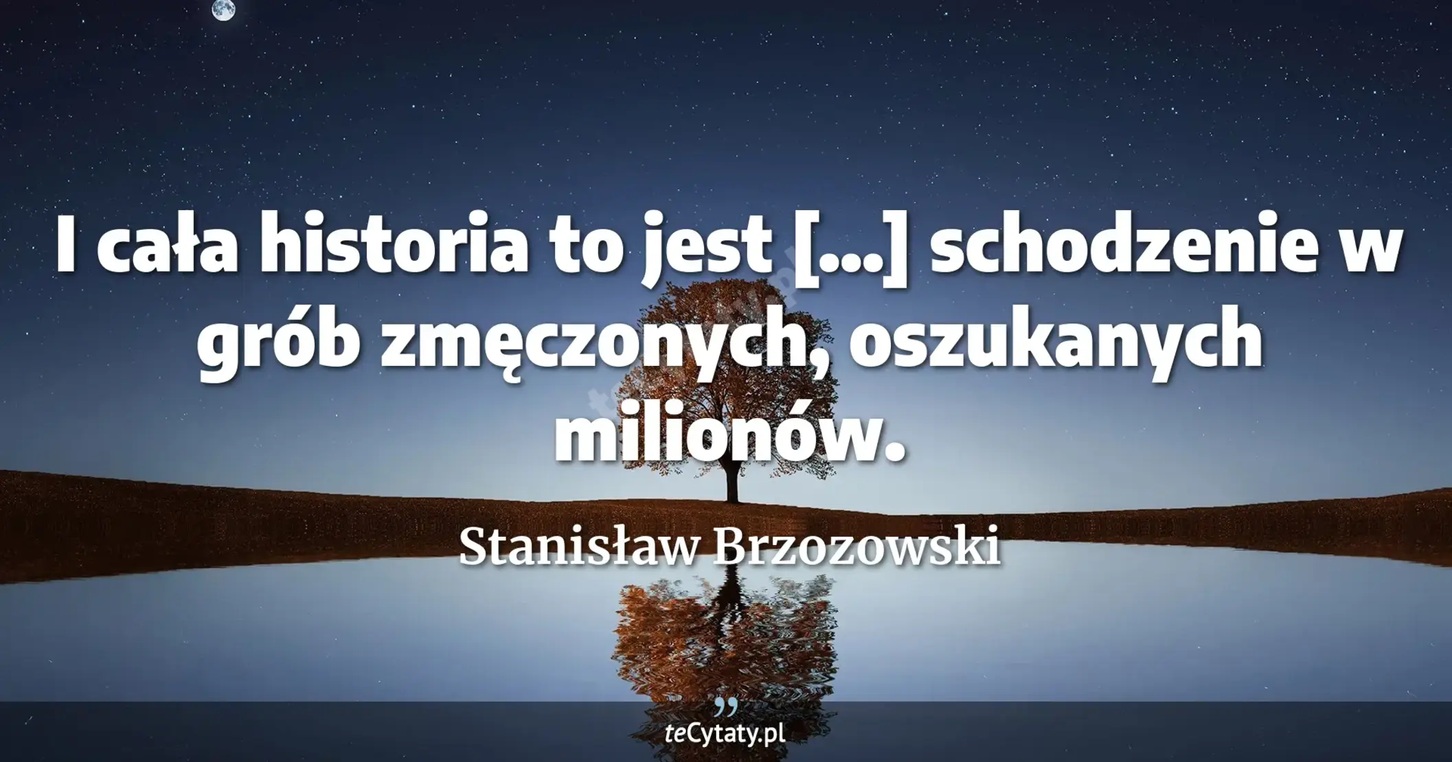 I cała historia to jest [...] schodzenie w grób zmęczonych, oszukanych milionów. - Stanisław Brzozowski