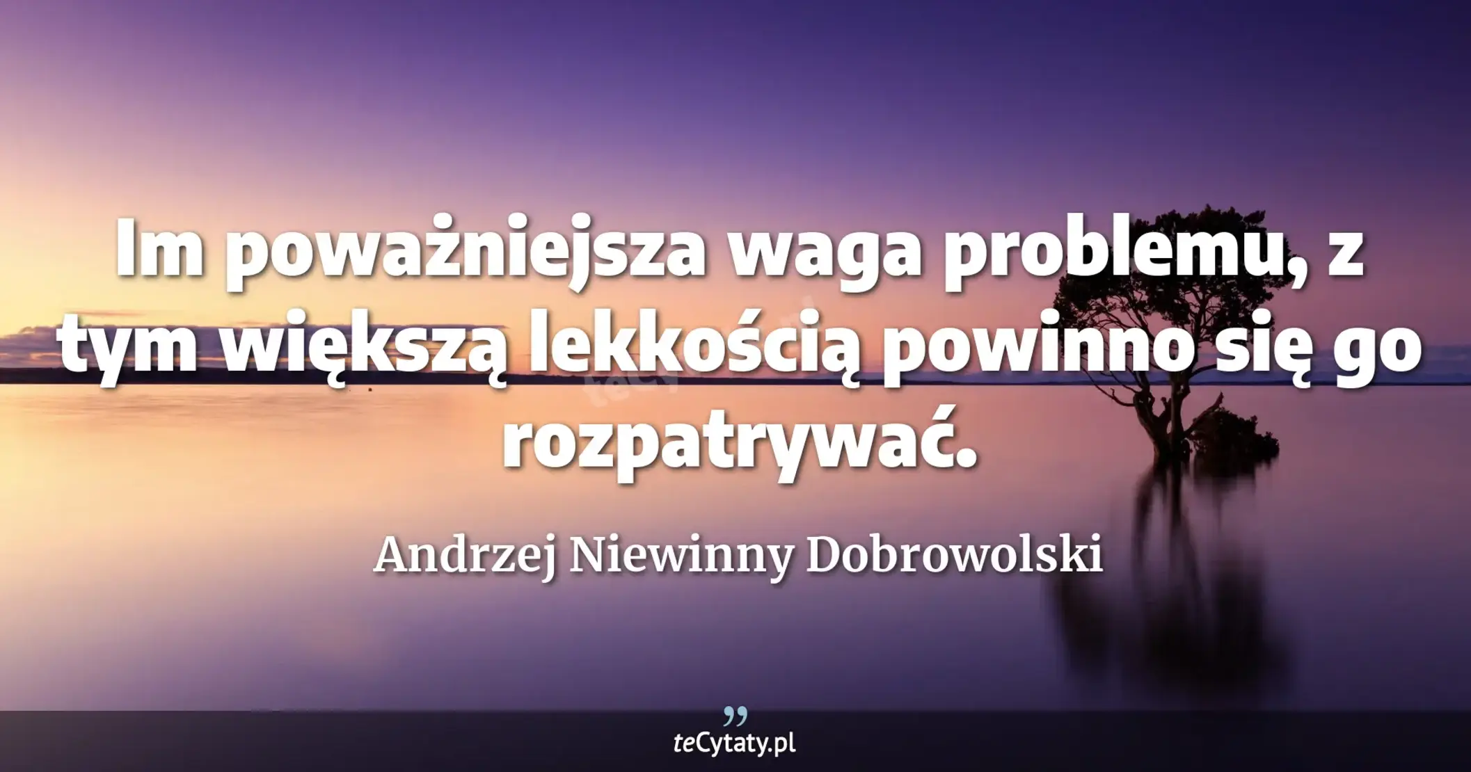 Im poważniejsza waga problemu, z tym większą lekkością powinno się go rozpatrywać. - Andrzej Niewinny Dobrowolski