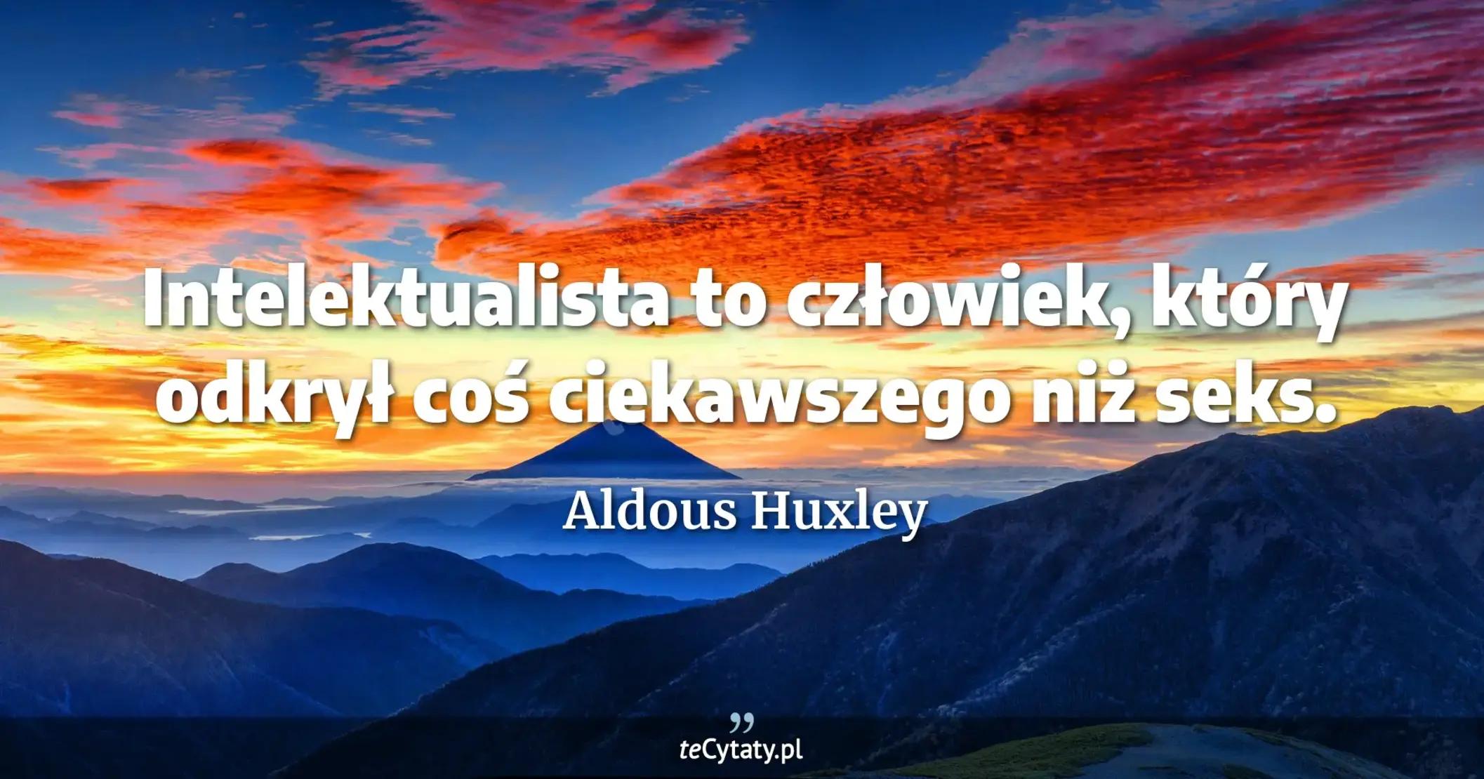 Intelektualista to człowiek, który odkrył coś ciekawszego niż seks. - Aldous Huxley