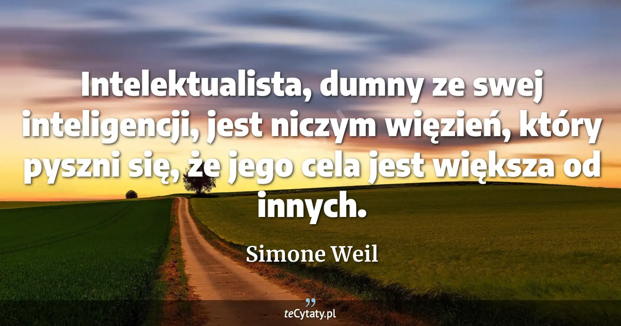 Intelektualista, dumny ze swej inteligencji, jest niczym więzień, który pyszni się, że jego cela jest większa od innych. - Simone Weil
