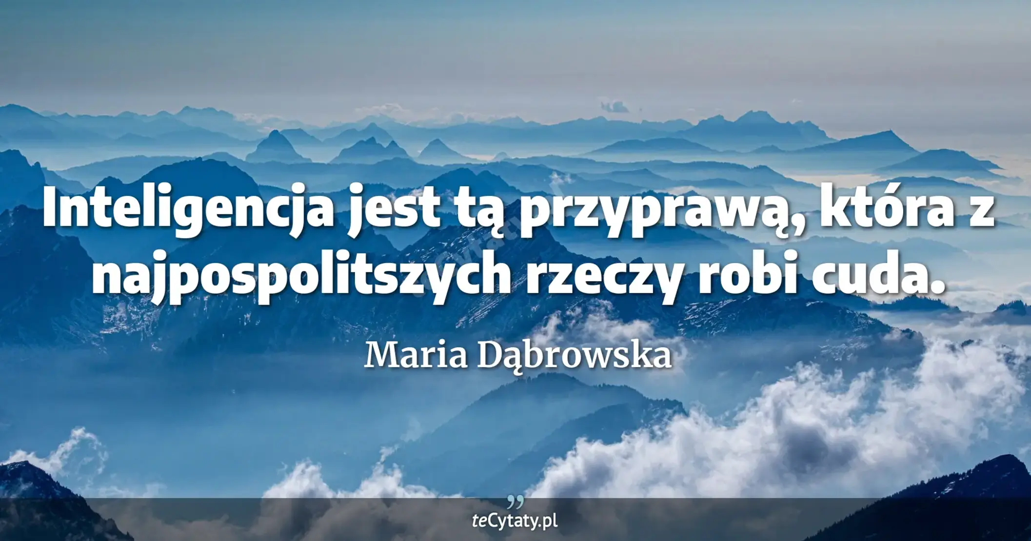 Inteligencja jest tą przyprawą, która z najpospolitszych rzeczy robi cuda. - Maria Dąbrowska