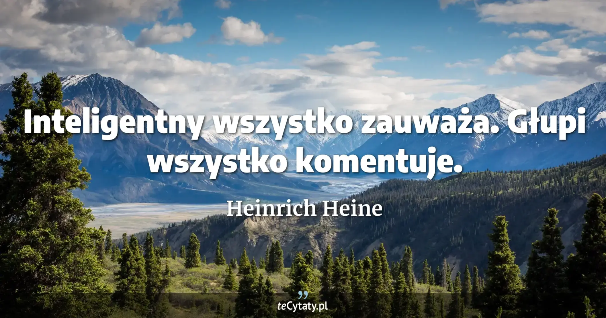Inteligentny wszystko zauważa. Głupi wszystko komentuje. - Heinrich Heine