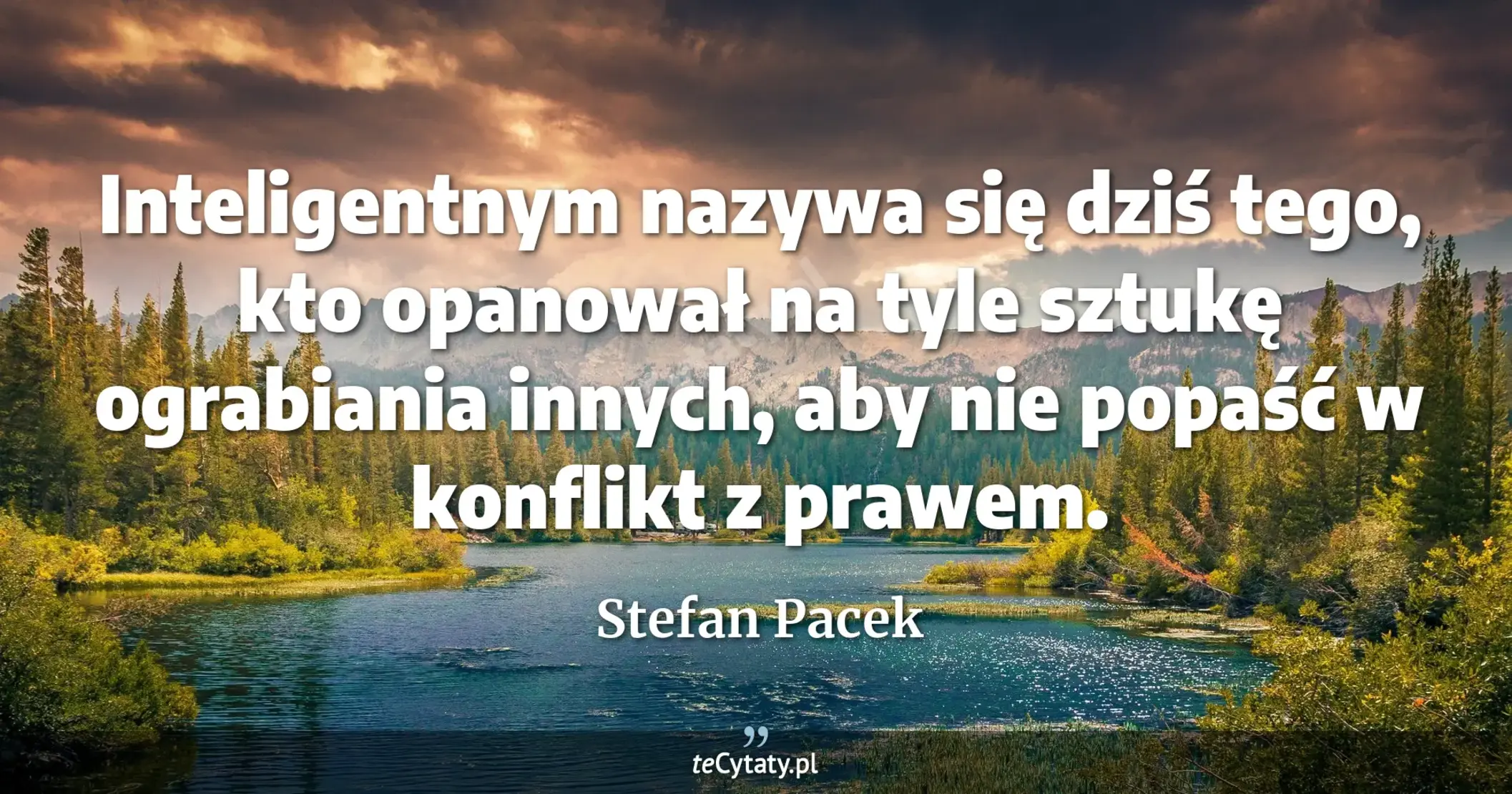 Inteligentnym nazywa się dziś tego, kto opanował na tyle sztukę ograbiania innych, aby nie popaść w konflikt z prawem. - Stefan Pacek