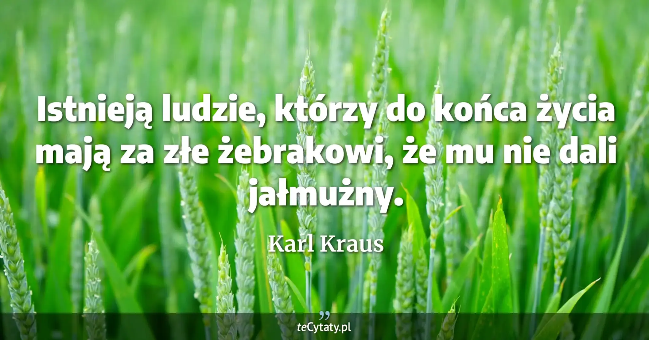 Istnieją ludzie, którzy do końca życia mają za złe żebrakowi, że mu nie dali jałmużny. - Karl Kraus