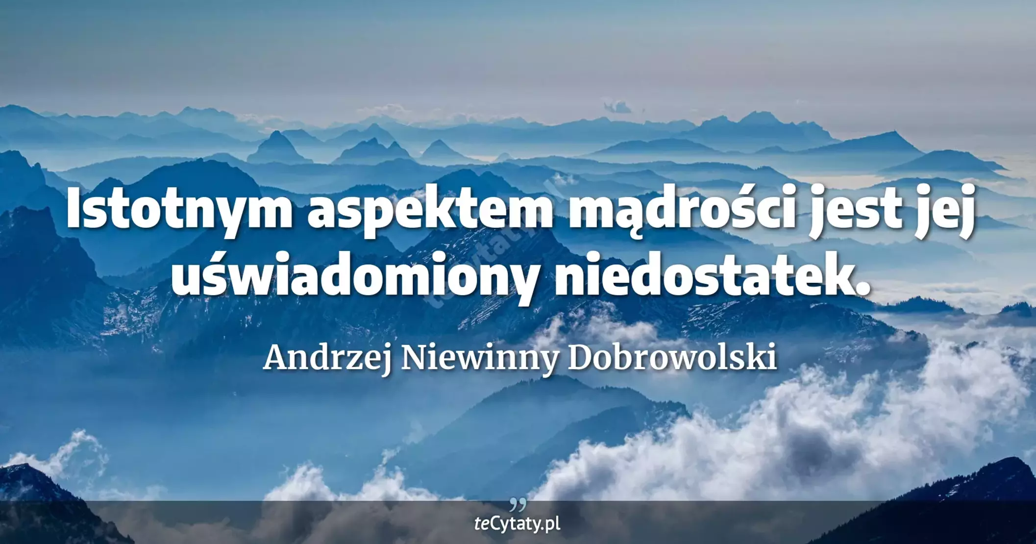 Istotnym aspektem mądrości jest jej uświadomiony niedostatek. - Andrzej Niewinny Dobrowolski