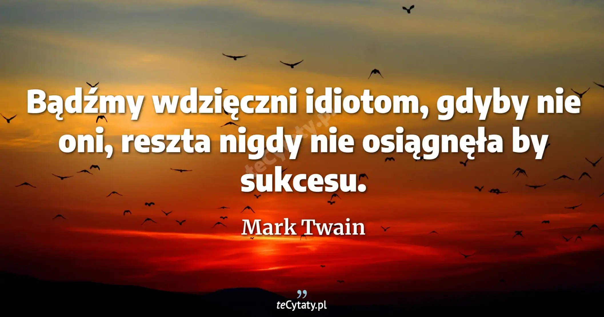 Bądźmy wdzięczni idiotom, gdyby nie oni, reszta nigdy nie osiągnęła by sukcesu. - Mark Twain