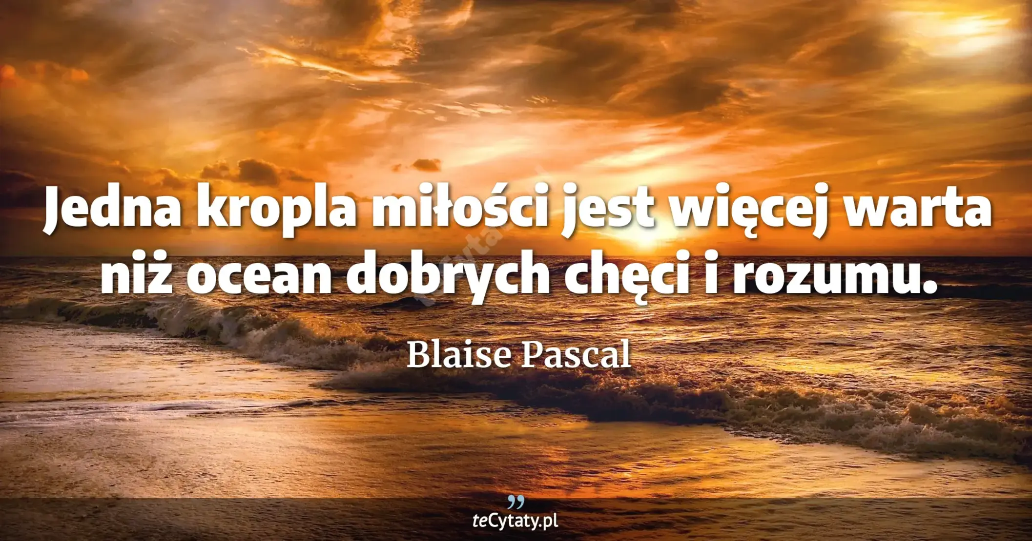 Jedna kropla miłości jest więcej warta niż ocean dobrych chęci i rozumu. - Blaise Pascal
