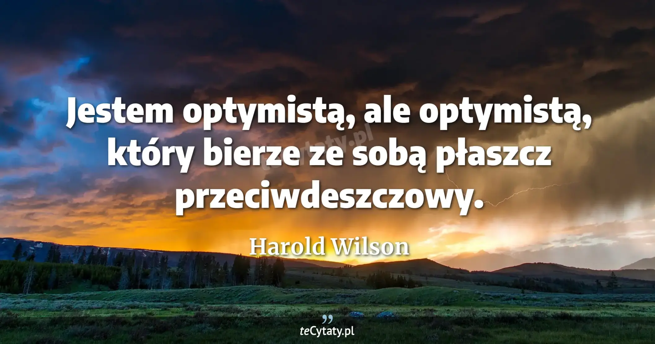 Jestem optymistą, ale optymistą, który bierze ze sobą płaszcz przeciwdeszczowy. - Harold Wilson