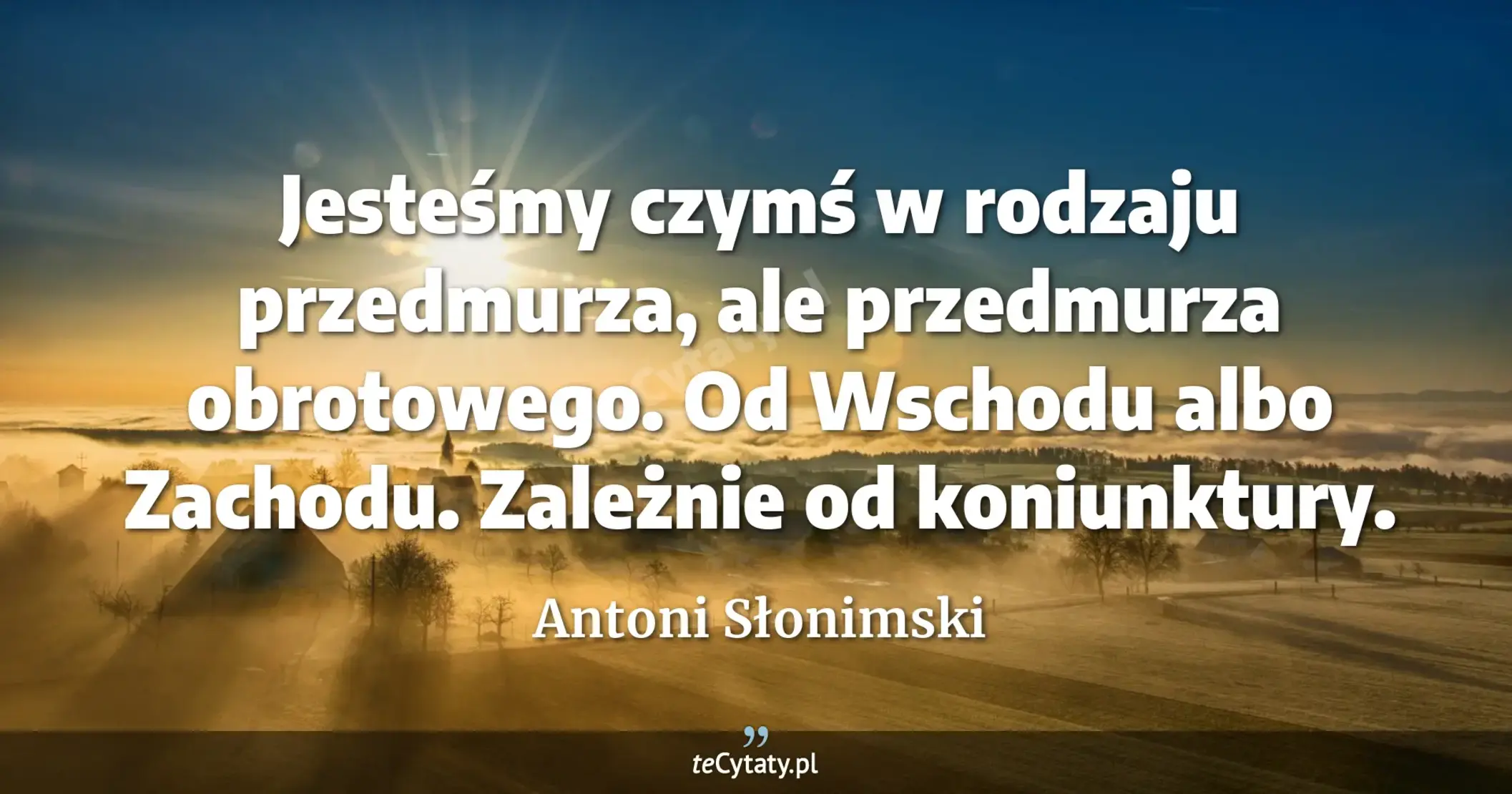 Jesteśmy czymś w rodzaju przedmurza, ale przedmurza obrotowego. Od Wschodu albo Zachodu. Zależnie od koniunktury. - Antoni Słonimski