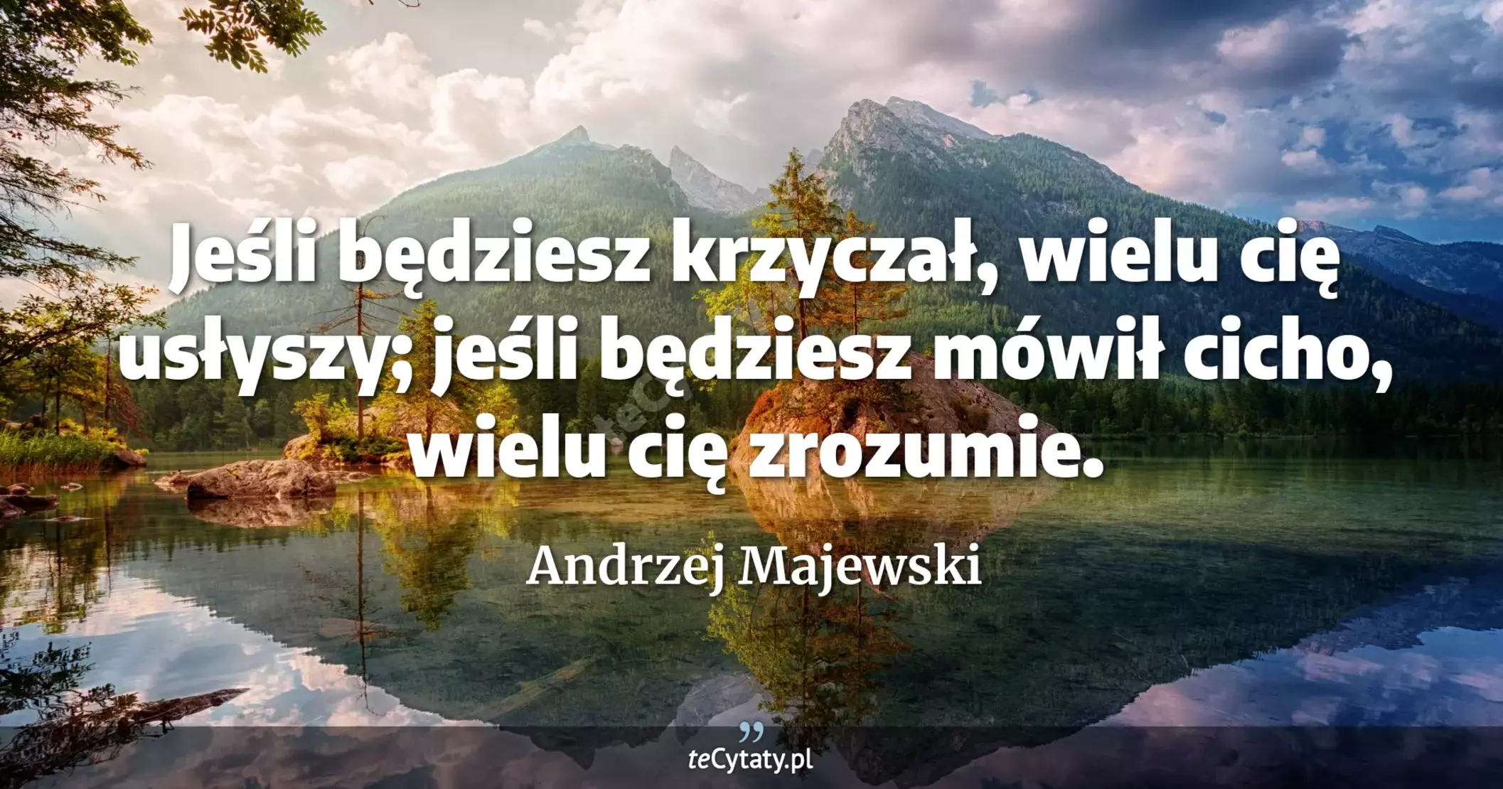 Jeśli będziesz krzyczał, wielu cię usłyszy; jeśli będziesz mówił cicho, wielu cię zrozumie. - Andrzej Majewski
