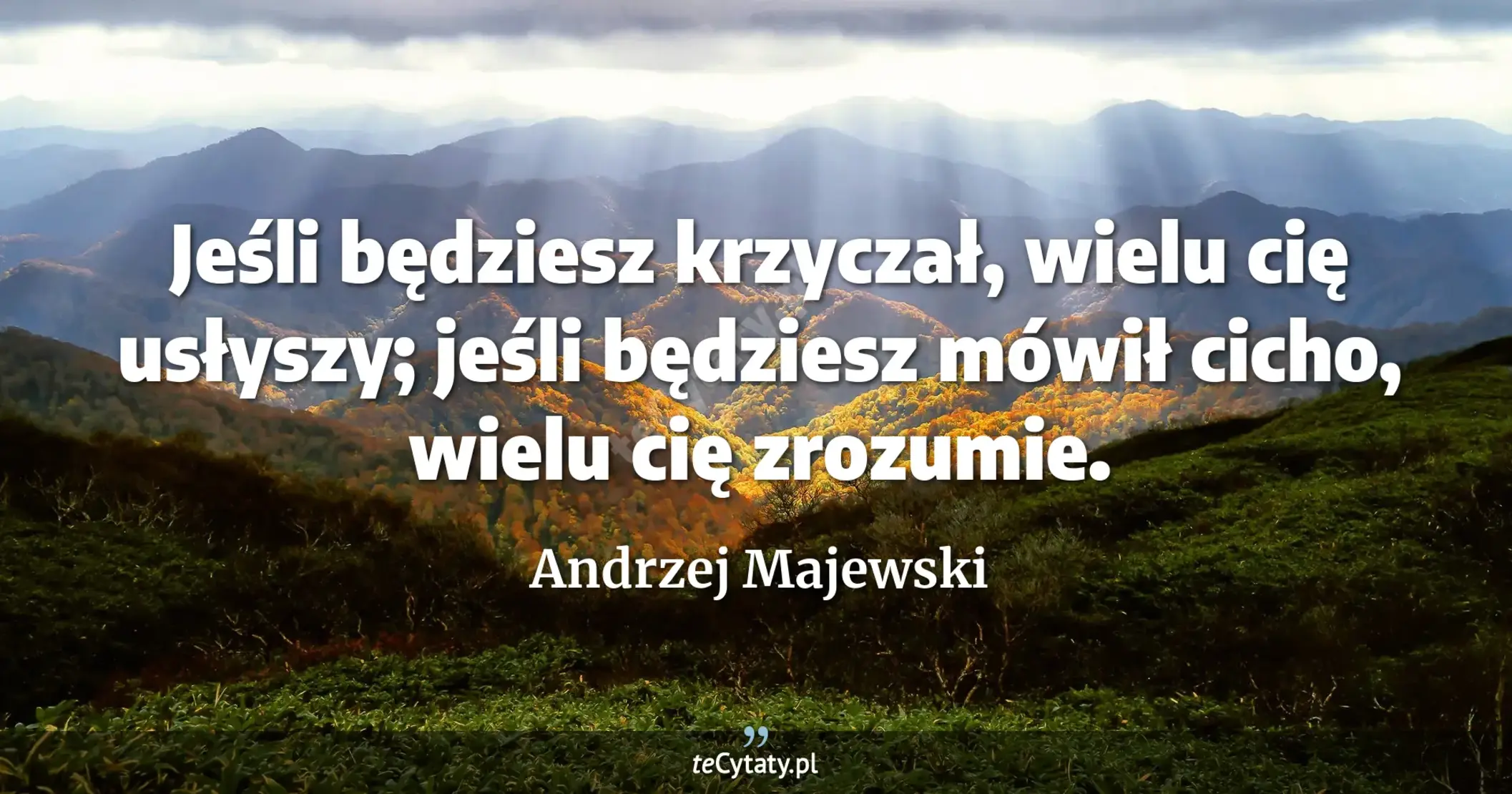 Jeśli będziesz krzyczał, wielu cię usłyszy; jeśli będziesz mówił cicho, wielu cię zrozumie. - Andrzej Majewski