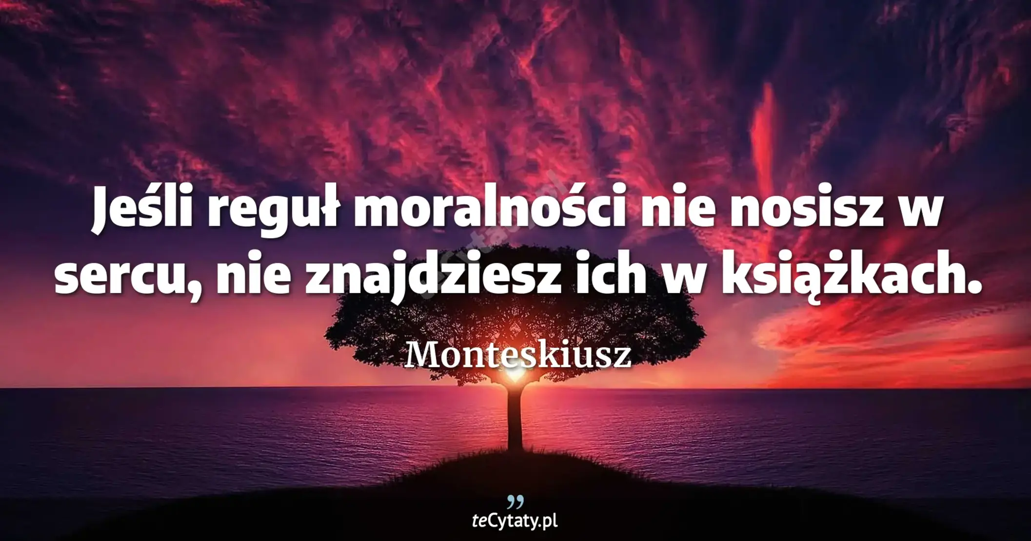 Jeśli reguł moralności nie nosisz w sercu, nie znajdziesz ich w książkach. - Monteskiusz