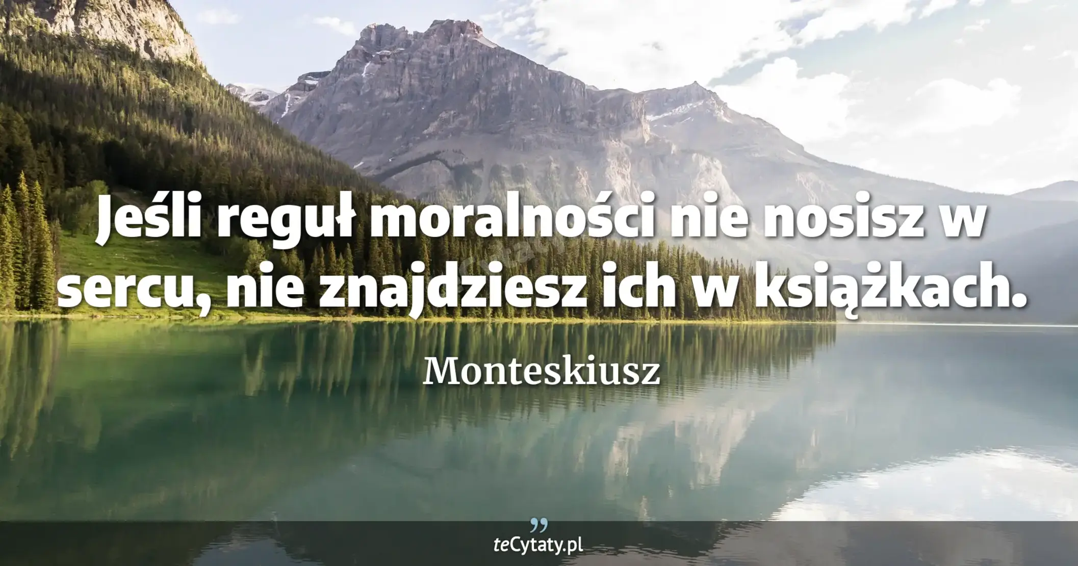 Jeśli reguł moralności nie nosisz w sercu, nie znajdziesz ich w książkach. - Monteskiusz