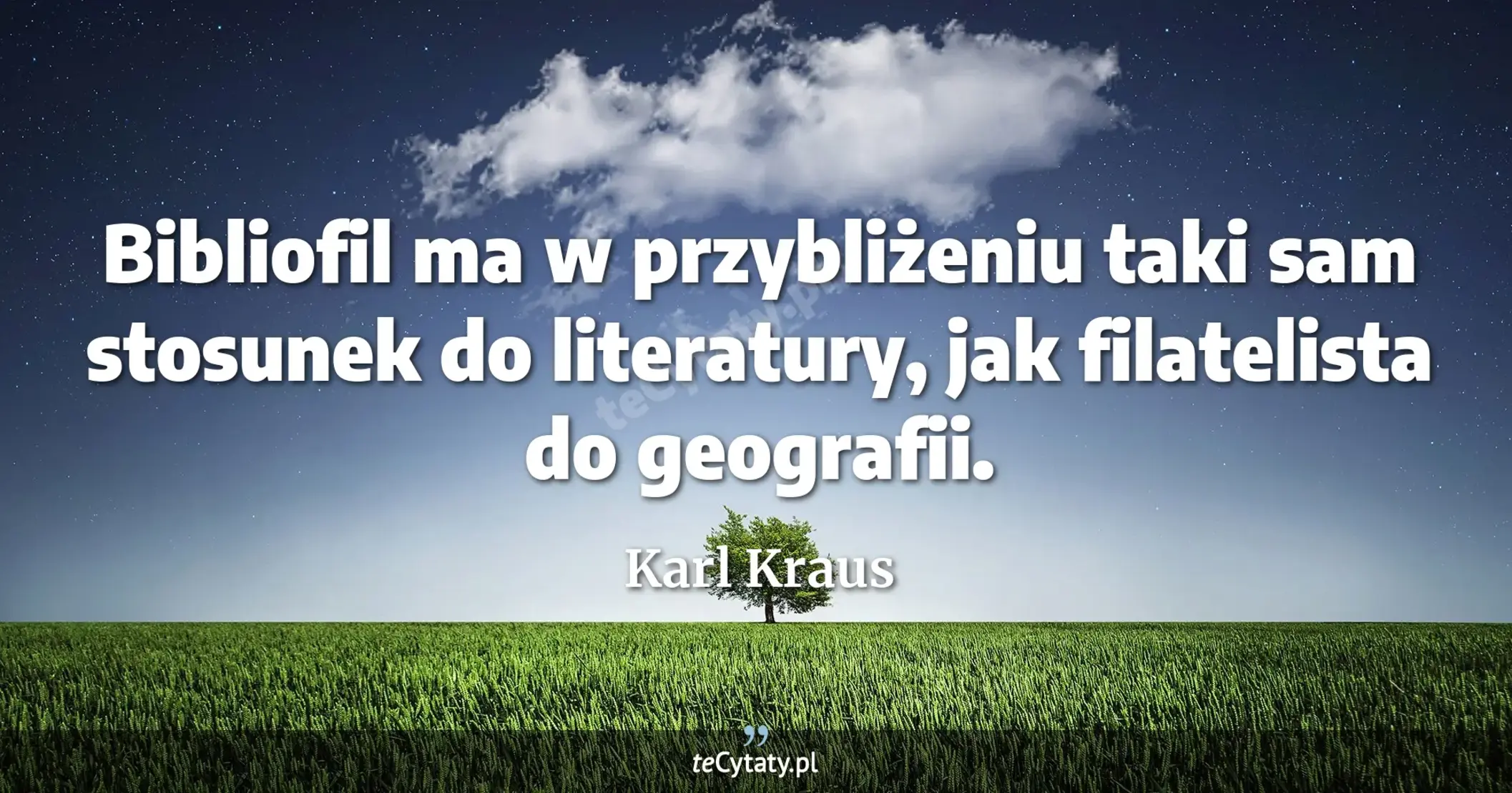 Bibliofil ma w przybliżeniu taki sam stosunek do literatury, jak filatelista do geografii. - Karl Kraus