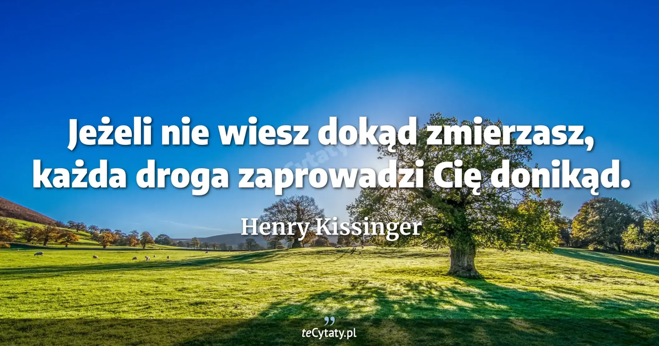 Jeżeli nie wiesz dokąd zmierzasz, każda droga zaprowadzi Cię donikąd. - Henry Kissinger