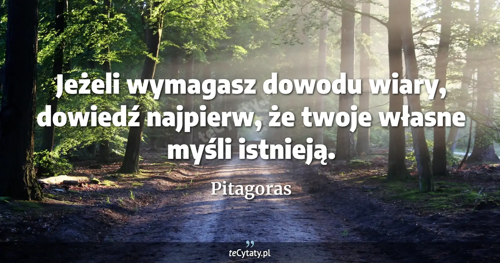 Jeżeli wymagasz dowodu wiary, dowiedź najpierw, że twoje własne myśli istnieją. - Pitagoras