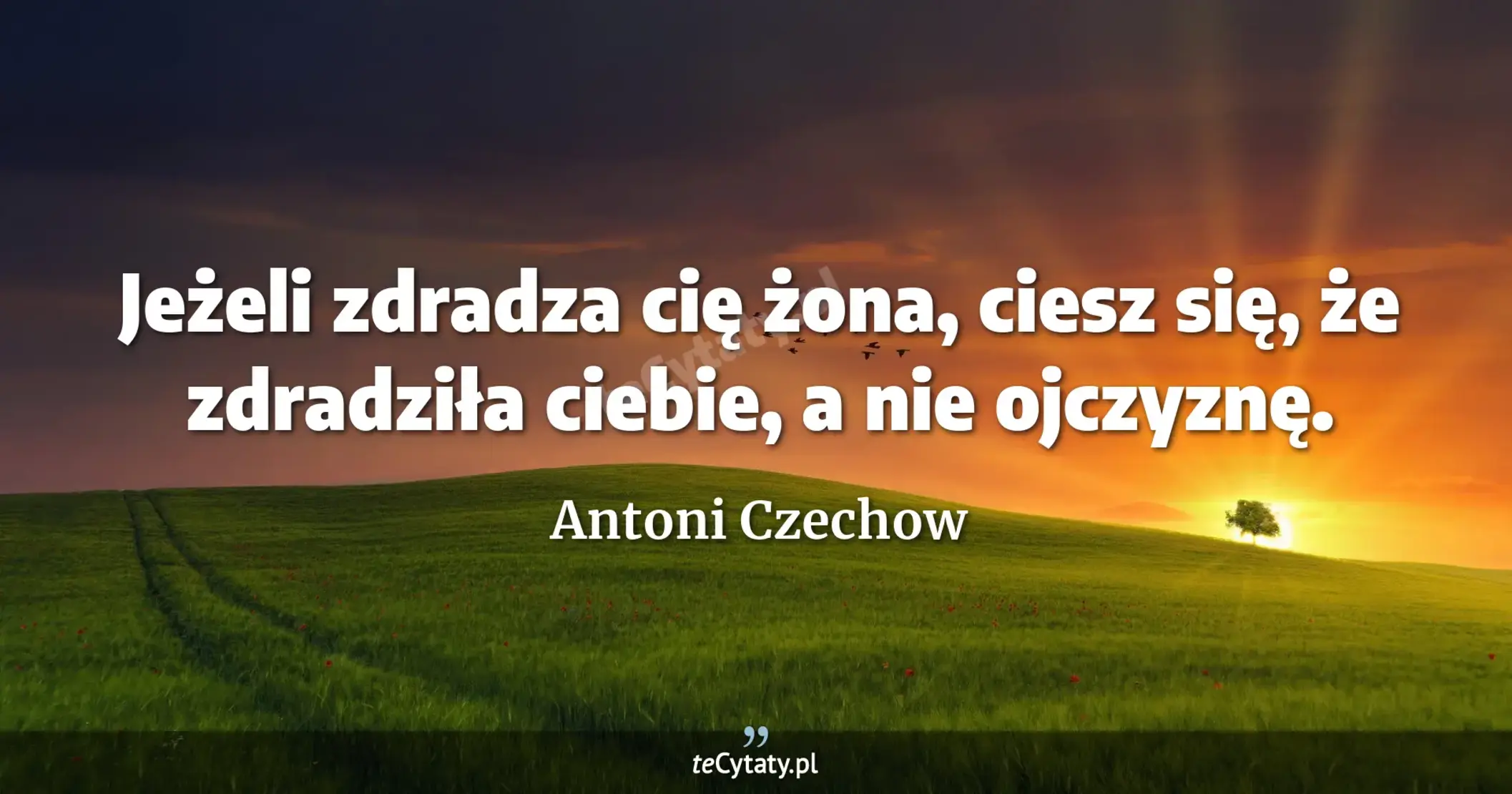Jeżeli zdradza cię żona, ciesz się, że zdradziła ciebie, a nie ojczyznę. - Antoni Czechow
