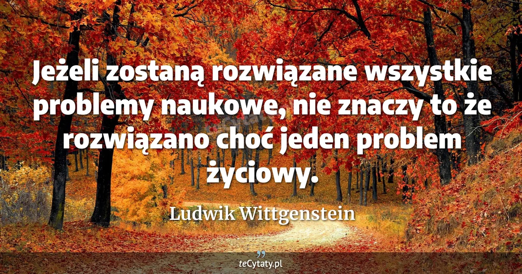Jeżeli zostaną rozwiązane wszystkie problemy naukowe, nie znaczy to że rozwiązano choć jeden problem życiowy. - Ludwik Wittgenstein