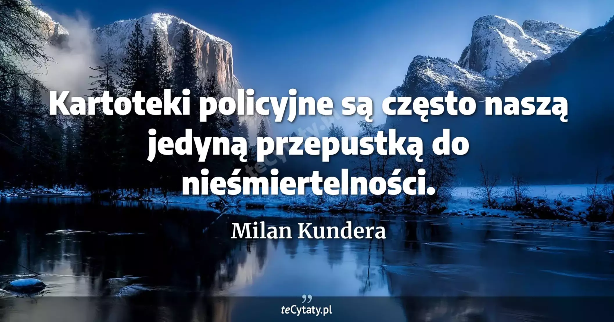 Kartoteki policyjne są często naszą jedyną przepustką do nieśmiertelności. - Milan Kundera