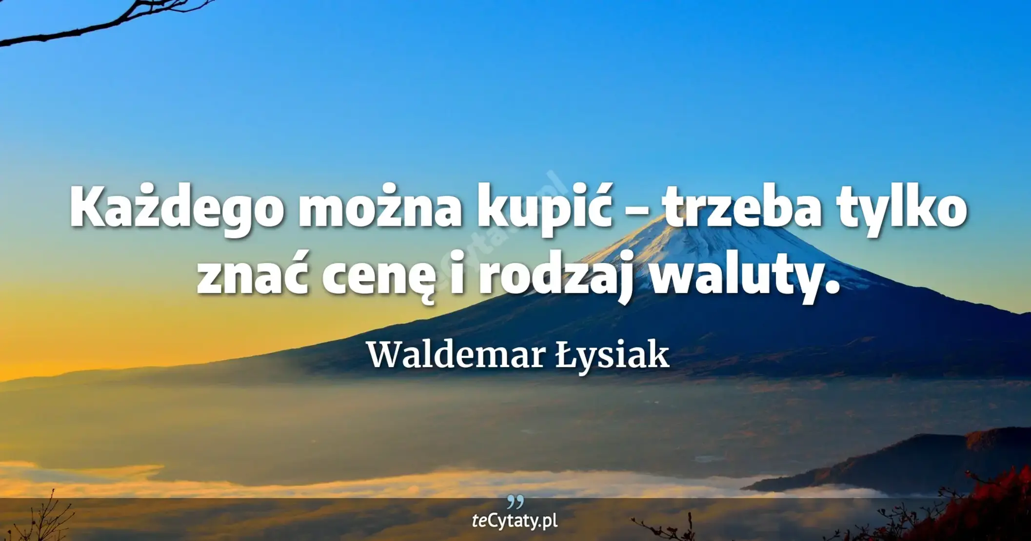 Każdego można kupić – trzeba tylko znać cenę i rodzaj waluty. - Waldemar Łysiak