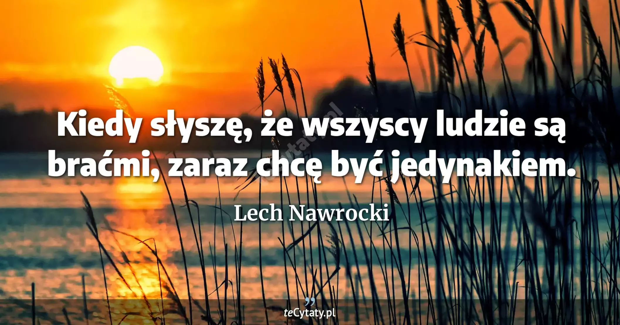 Kiedy słyszę, że wszyscy ludzie są braćmi, zaraz chcę być jedynakiem. - Lech Nawrocki