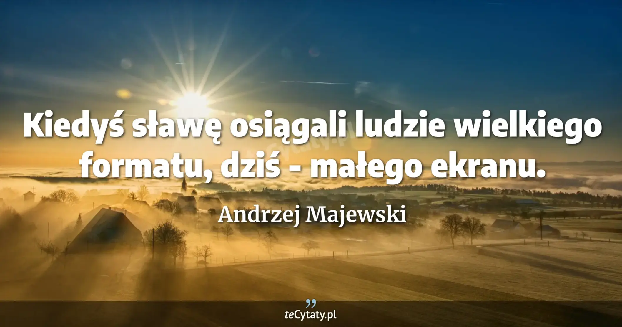 Kiedyś sławę osiągali ludzie wielkiego formatu, dziś - małego ekranu. - Andrzej Majewski