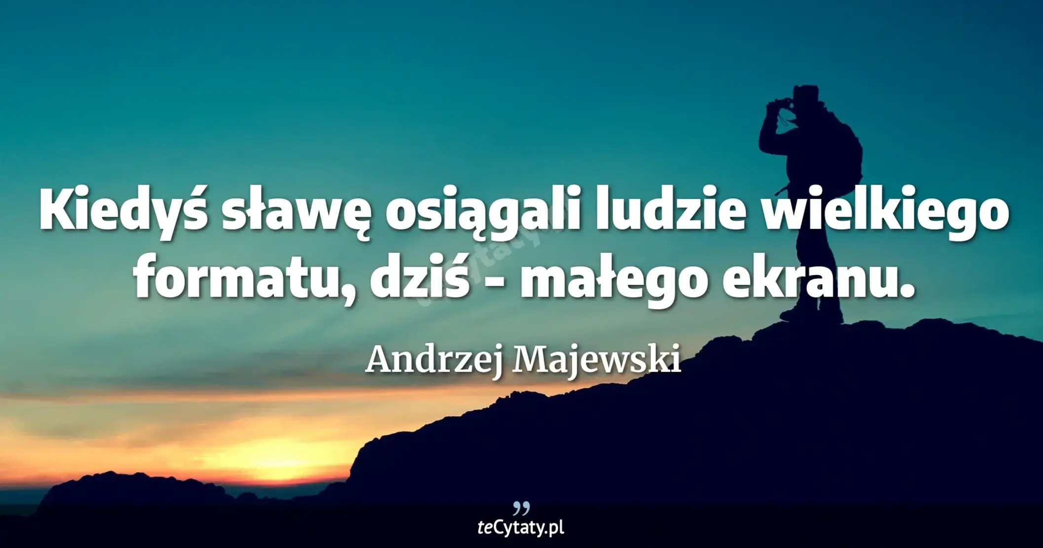 Kiedyś sławę osiągali ludzie wielkiego formatu, dziś - małego ekranu. - Andrzej Majewski