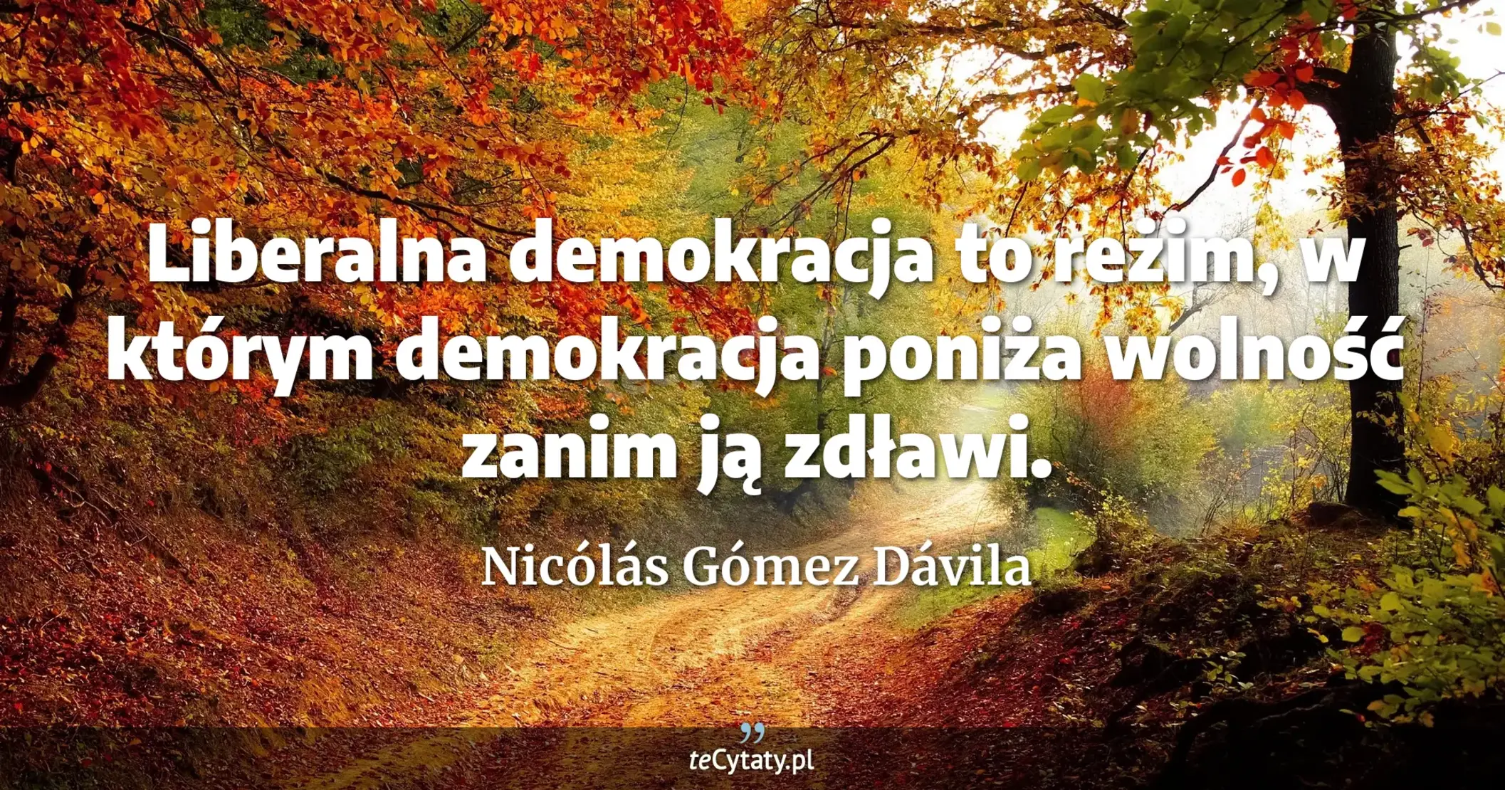 Liberalna demokracja to reżim, w którym demokracja poniża wolność zanim ją zdławi. - Nicólás Gómez Dávila