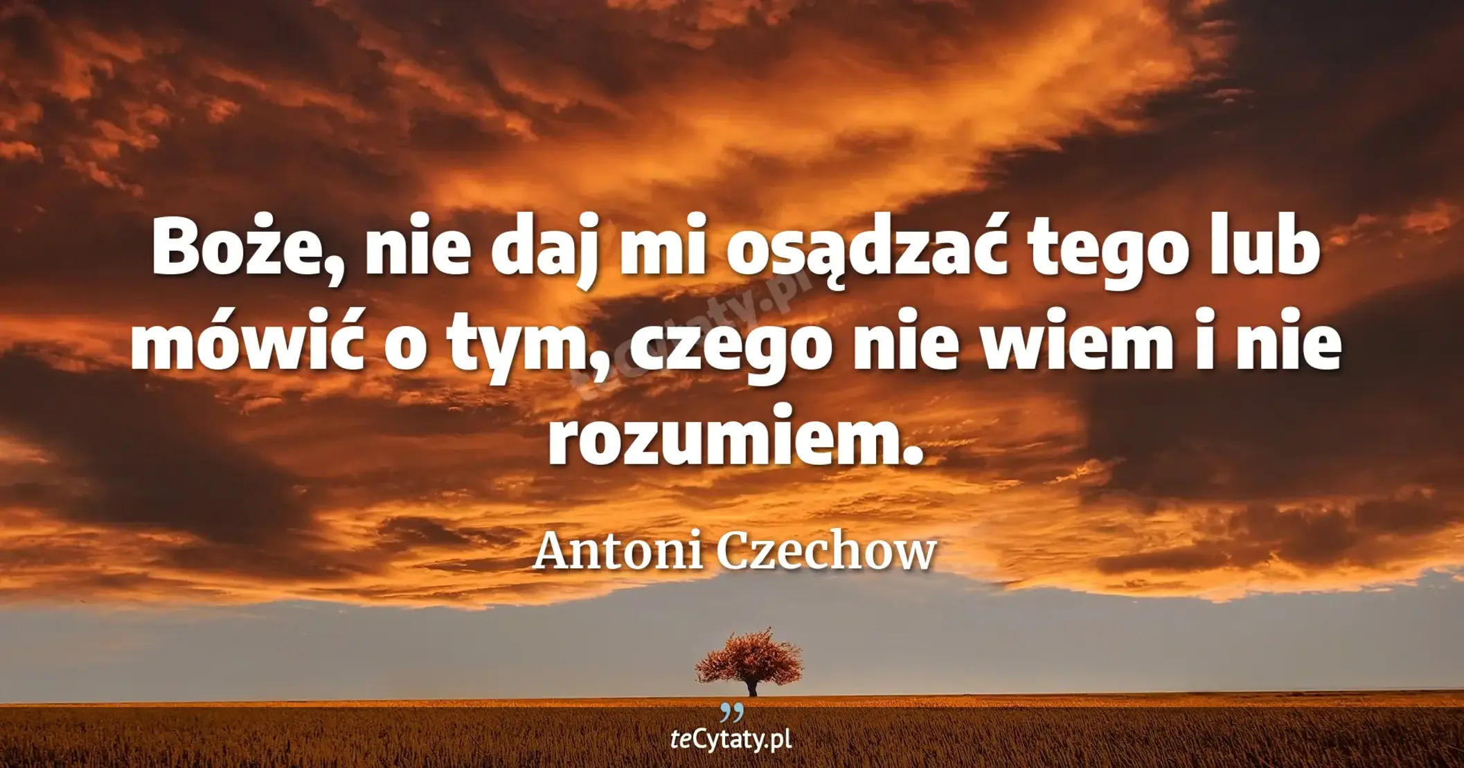 Boże, nie daj mi osądzać tego lub mówić o tym, czego nie wiem i nie rozumiem. - Antoni Czechow