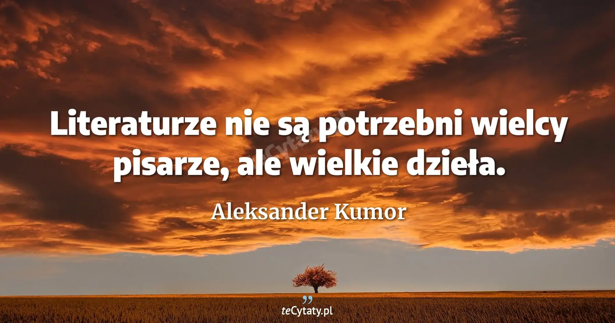 Literaturze nie są potrzebni wielcy pisarze, ale wielkie dzieła. - Aleksander Kumor